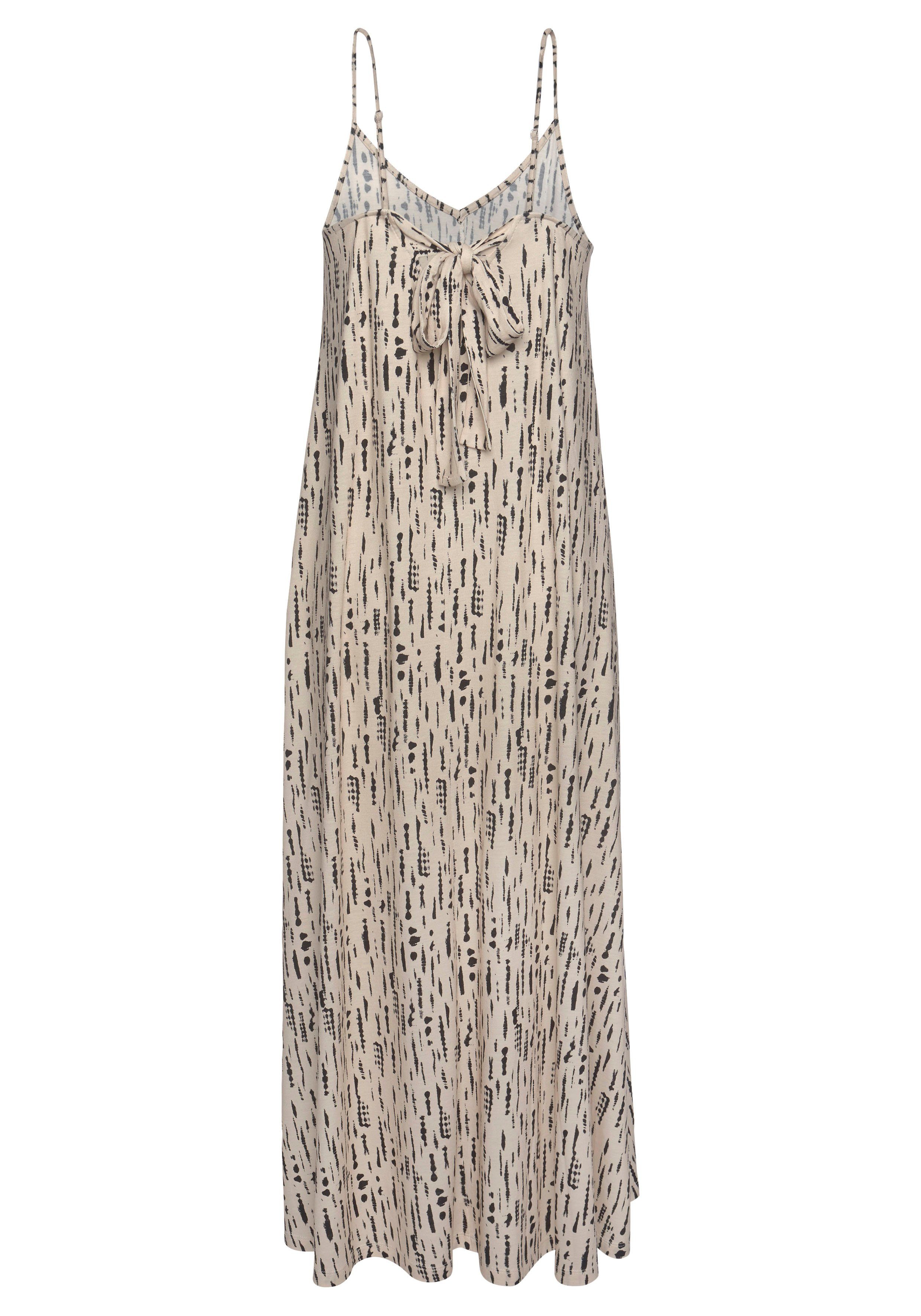s.Oliver RED LABEL Beachwear Maxi-jurk met alloverprint en strik op de rug, zomerjurk, strandjurk