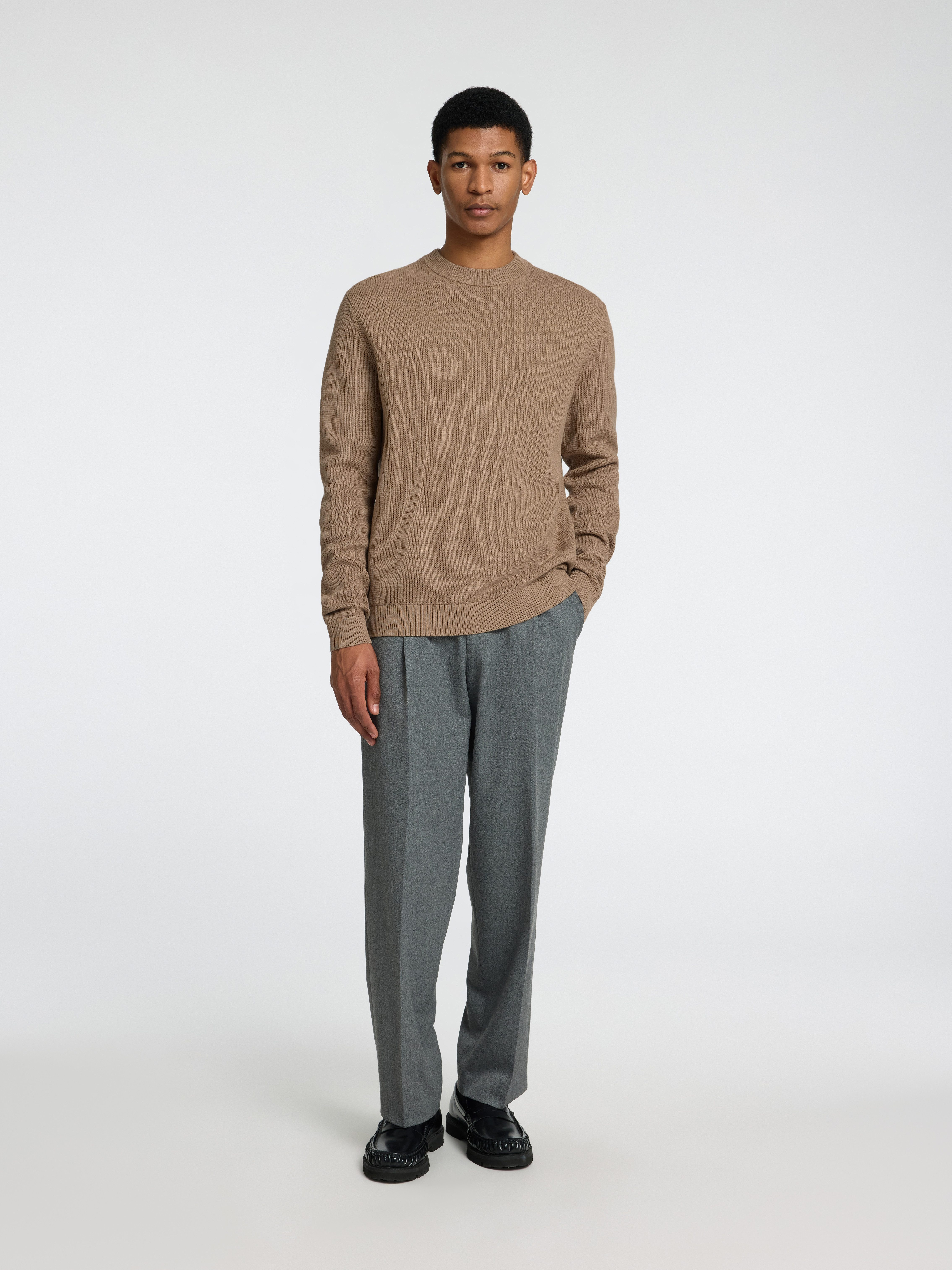 SELECTED HOMME Trui met ronde hals SLHDANE LS KNIT STRUCTURE CREW NECK NOOS