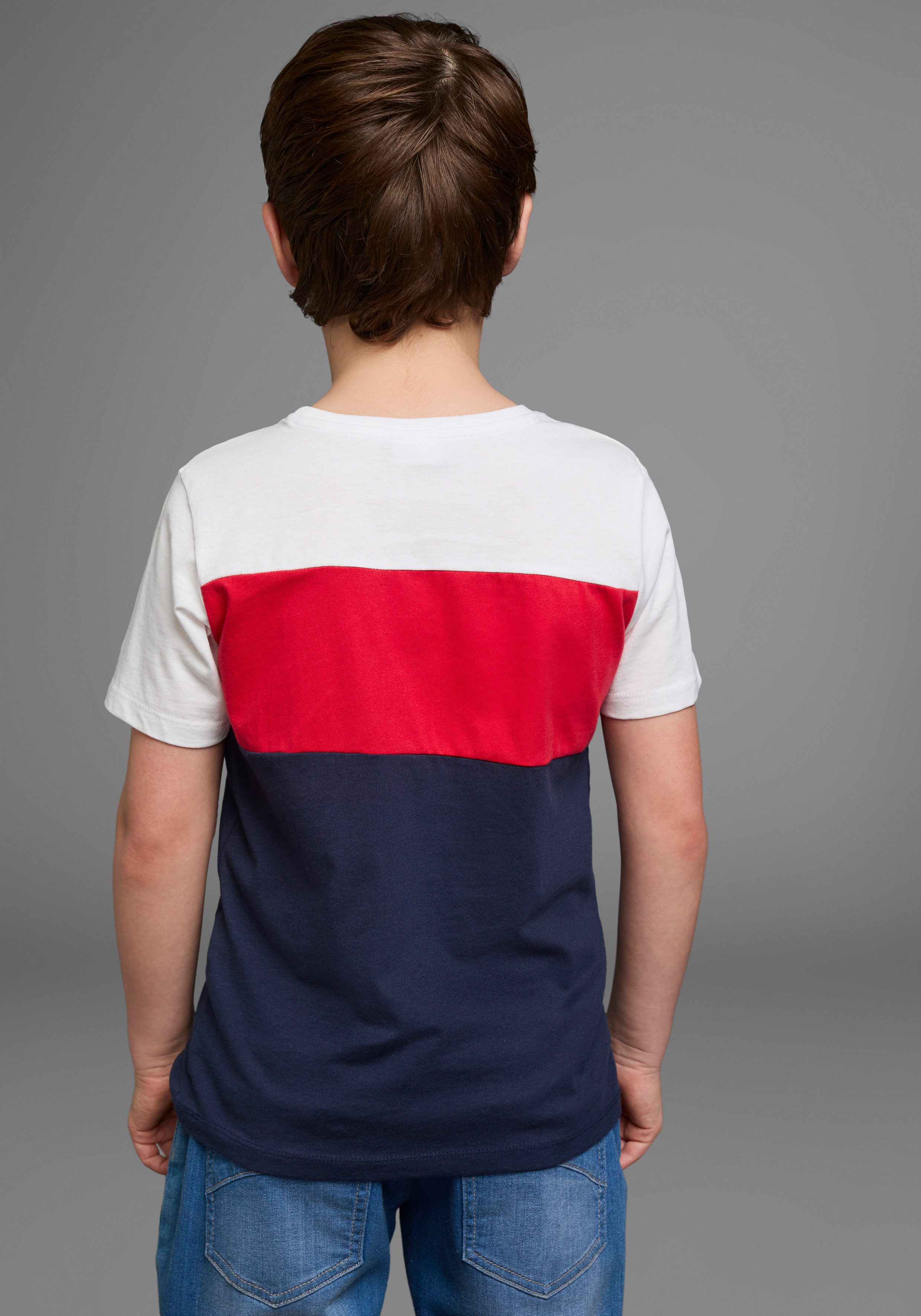 KangaROOS T-shirt In Colorblockdesign Korte mouwen, basic pasvorm, bedrukt en meerkleurig