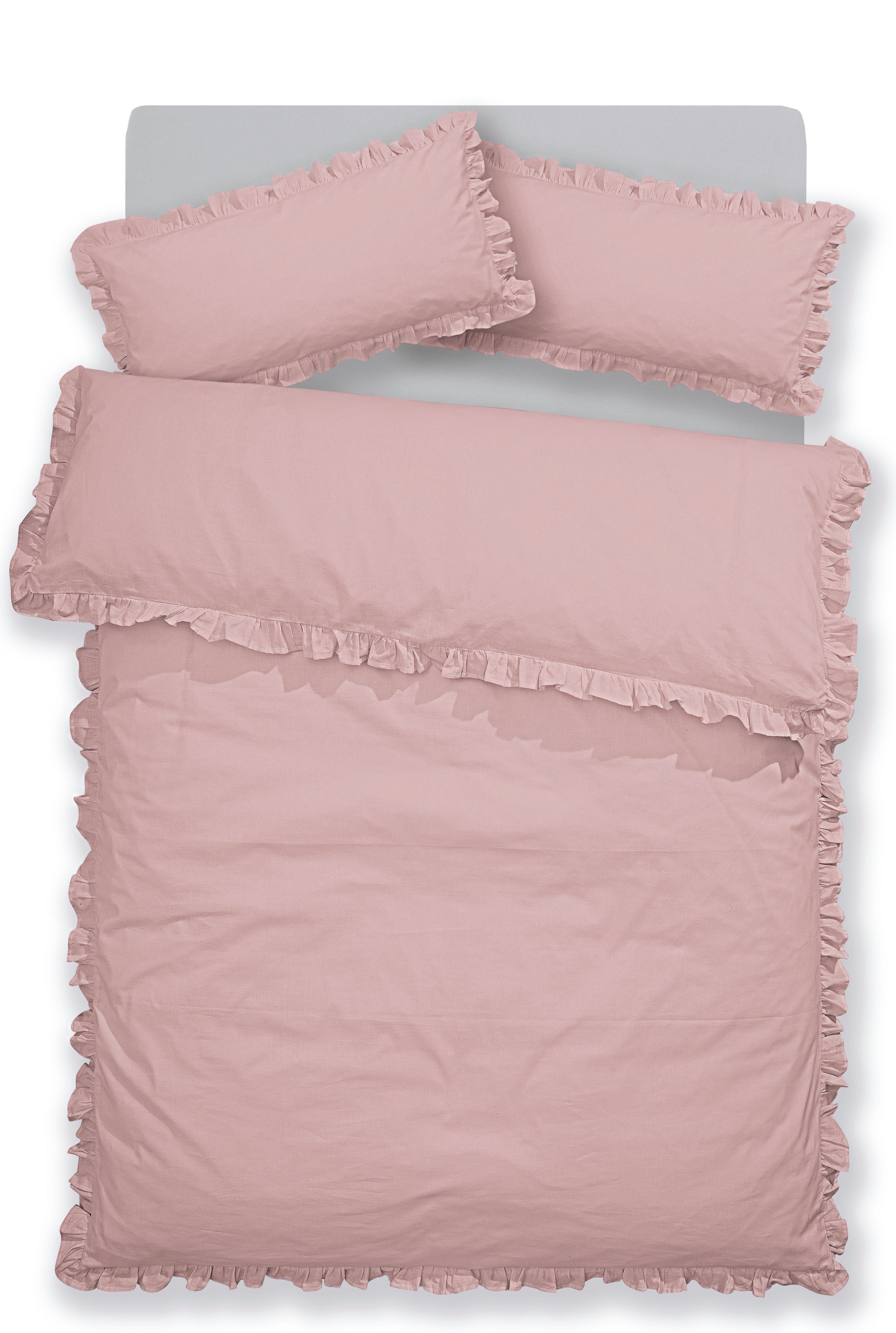 Home affaire Overtrekset Violetta in formaat 135 x 200 of 155 x 220 cm Dekbedovertrek van katoen, romantische dekbedovertrek met volants (2-delig)