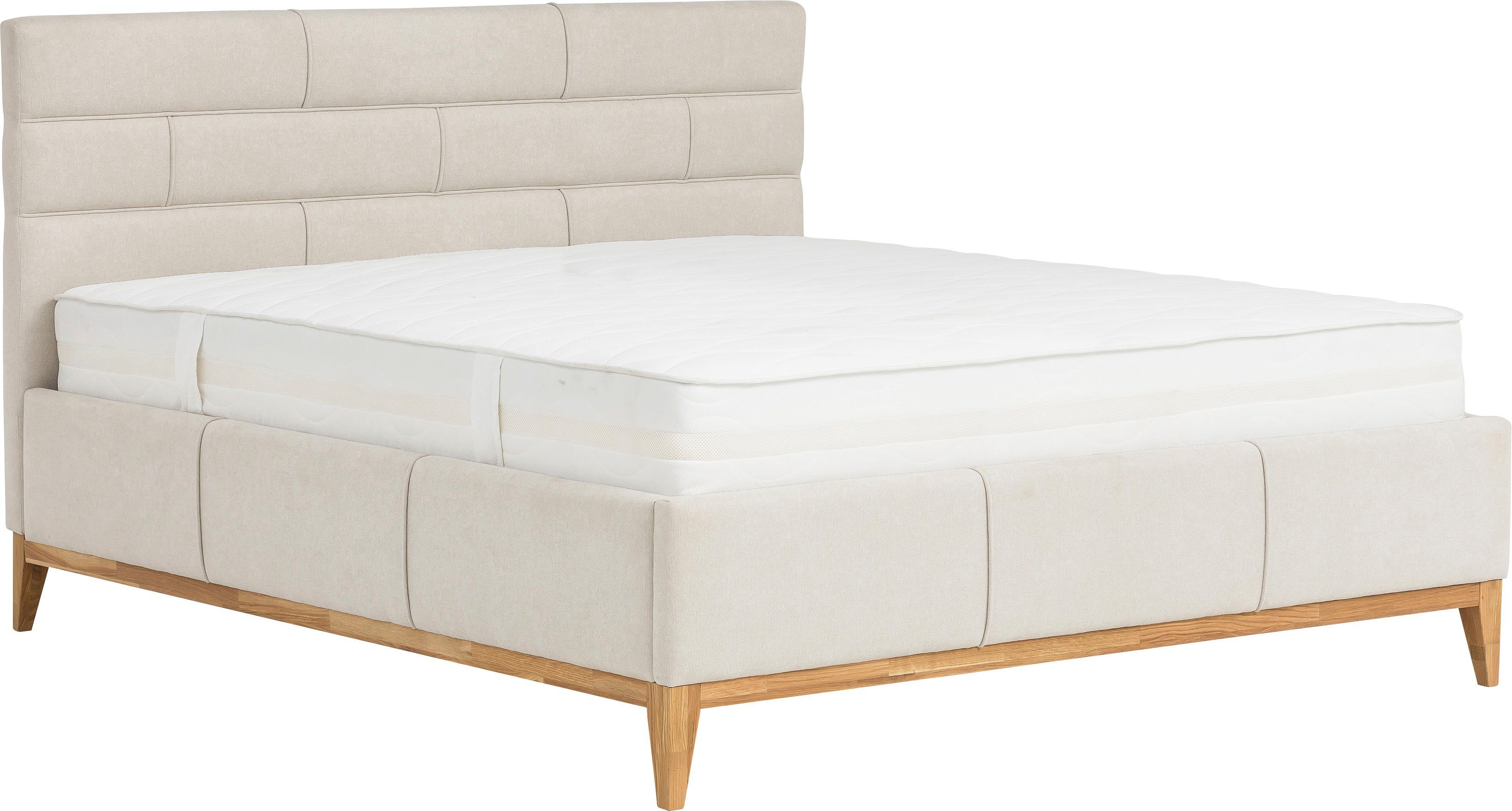 Leonique Gestoffeerd bed Balaine met lattenbodem, bedkist, ook met 7-zones-pocketveringsmatras