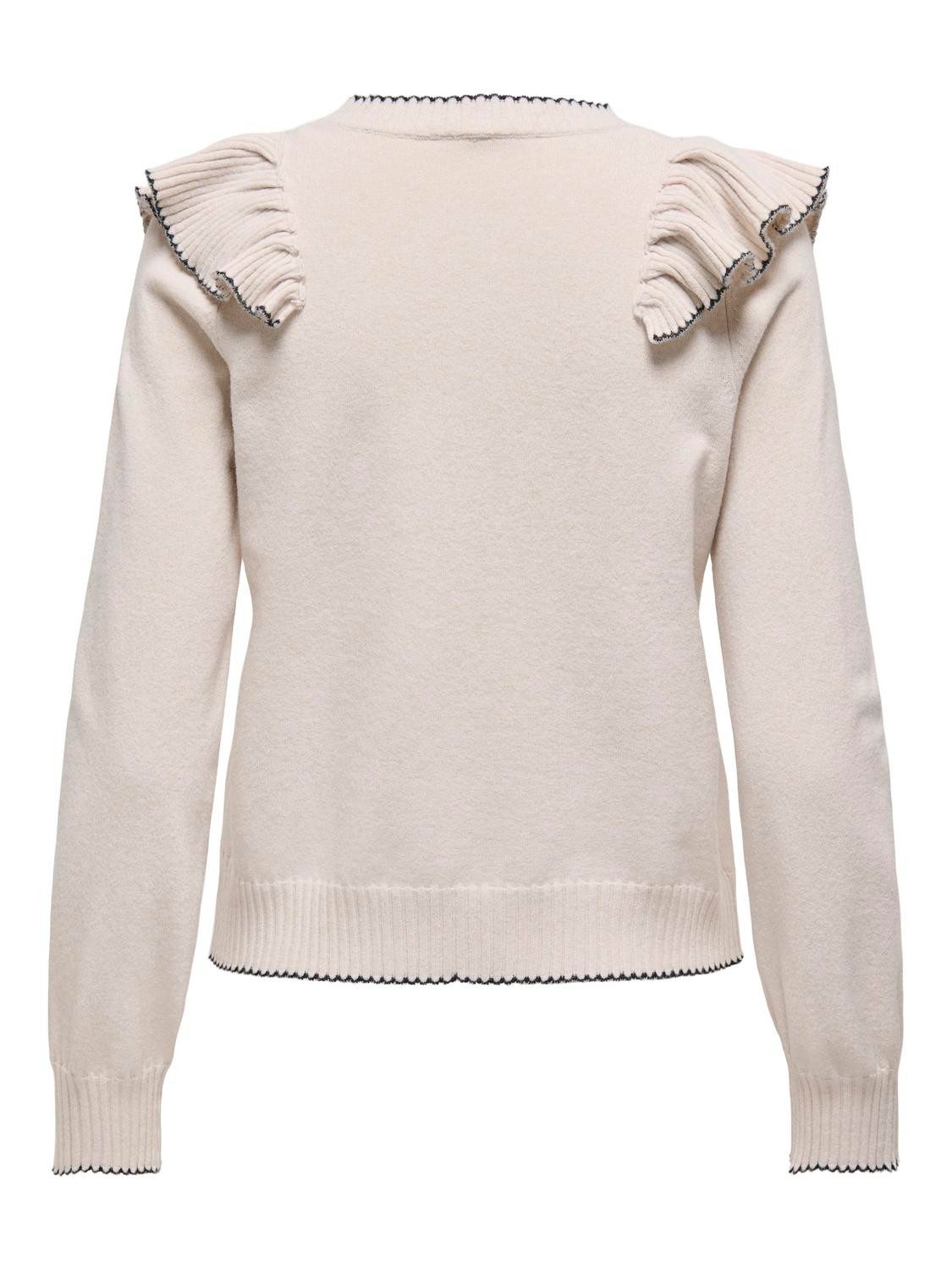 Only Gebreide trui ONLAMA LIFE LS O-NECK RUFFLE CC KNT