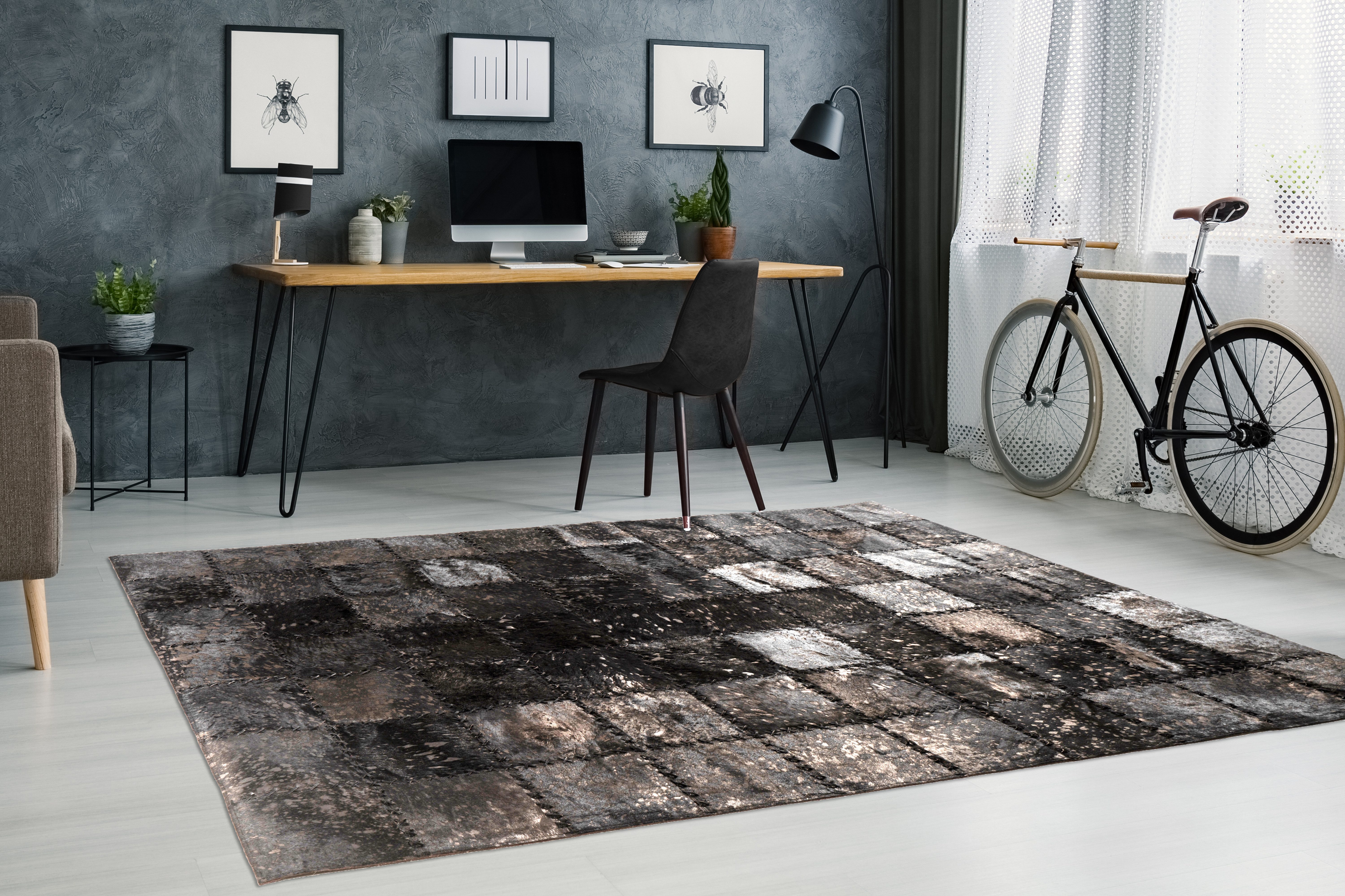 aRTE ESPINA Vloerkleed Voila 100 handgenaaid vlakpolig tapijt in patchwork-ontwerp.
