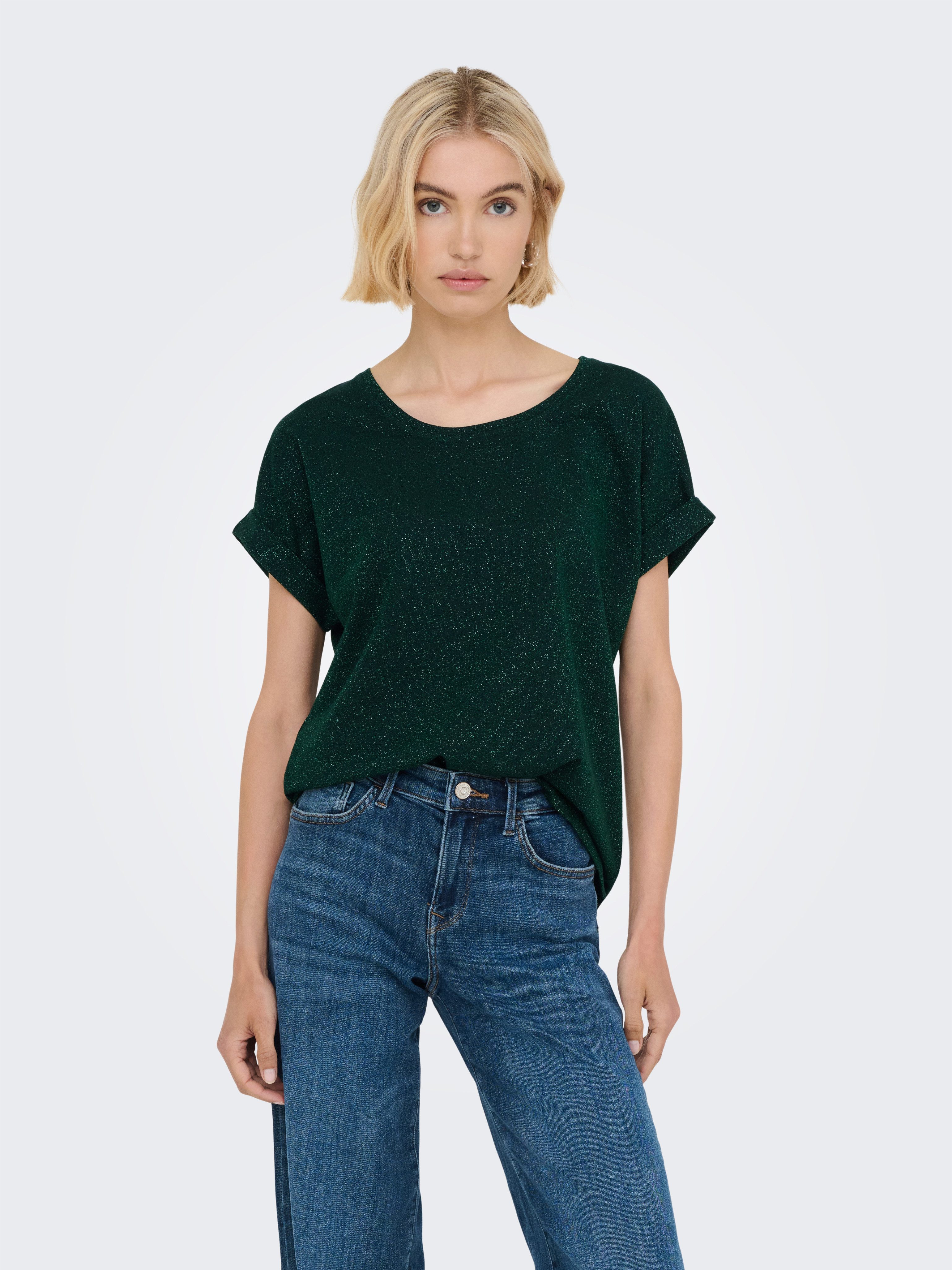 Only Shirt met korte mouwen ONLMOSTER GLITTER S/S TOP NOOS JRS
