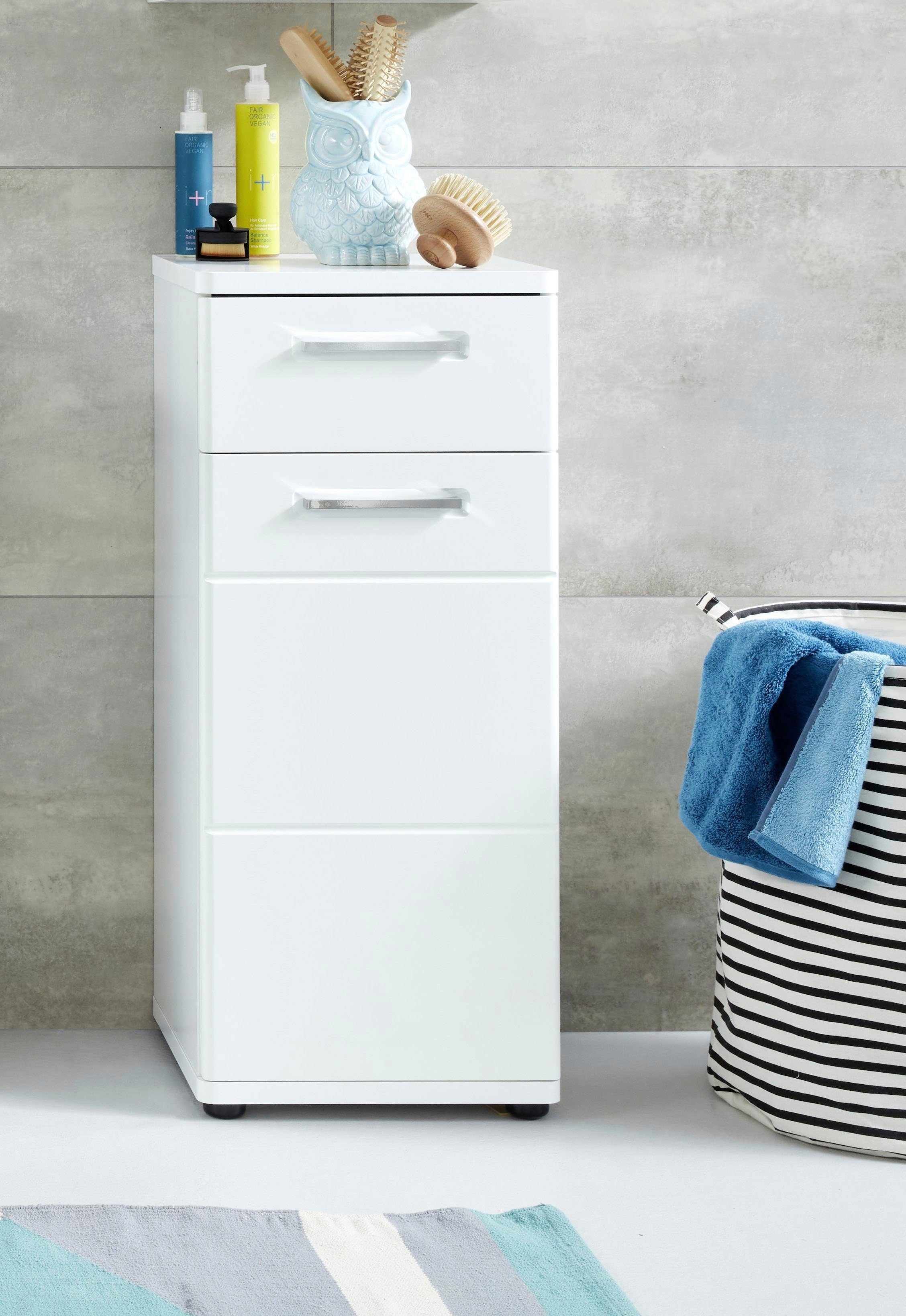 welltime Onderkast Mora Badkommode in wit met lade en 2 vakken - (B/D/H) 37/34/87 cm