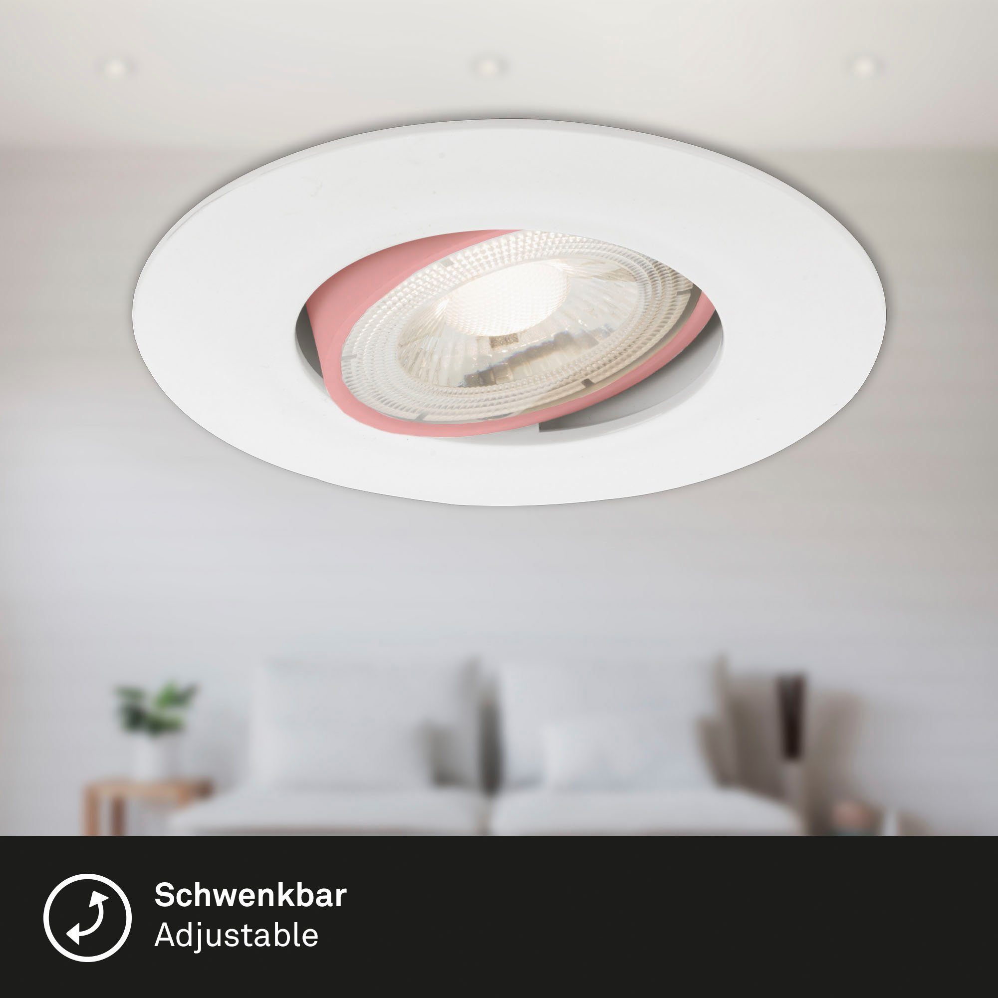 Briloner Leuchten Ledinbouwlamp 7048036 KULANA 3-pack, schijnwerpers draaibaar, traploos dimbaar, wit