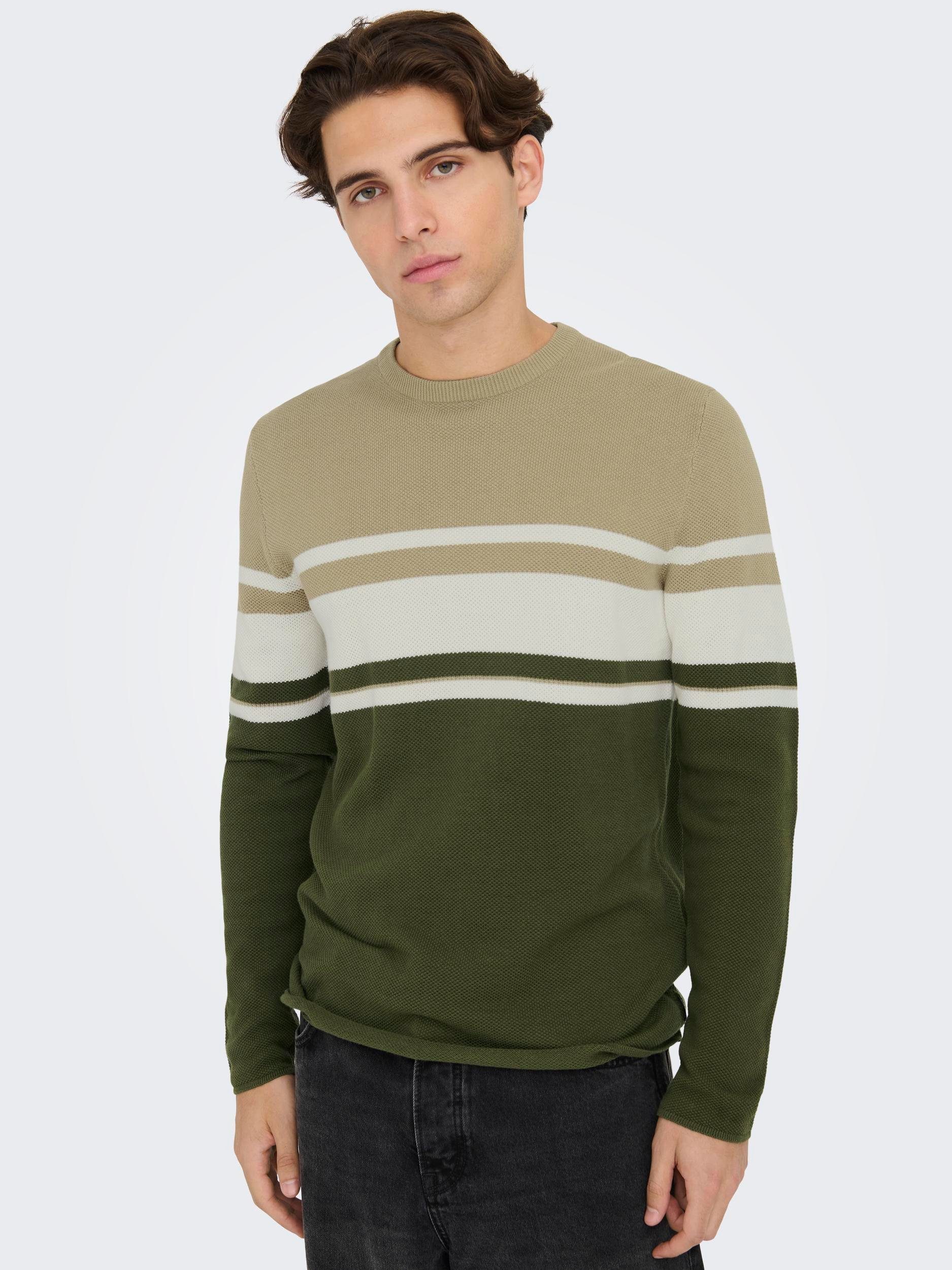 ONLY & SONS Trui met ronde hals ONSNIGUEL REG 12 BLOCK CREW KNIT