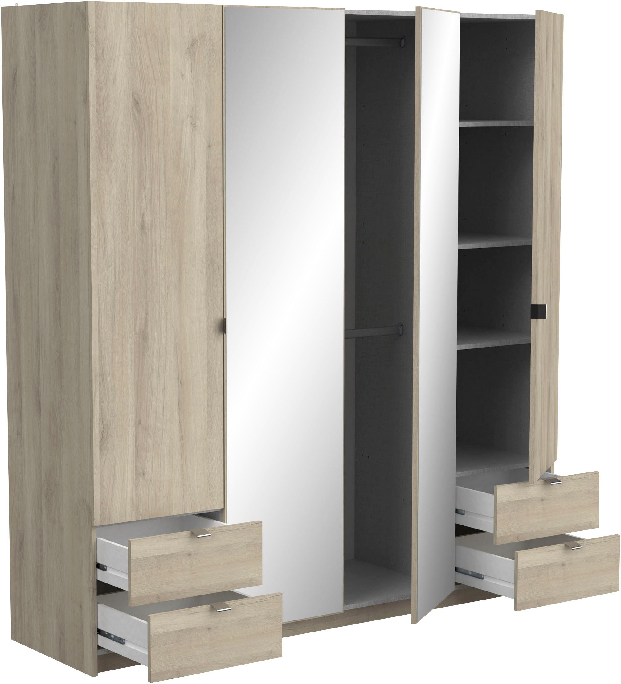 Demeyere GROUP Kledingkast Mellie, 2 spiegels, 4 lades, 36 planken, 2 kledingstangen