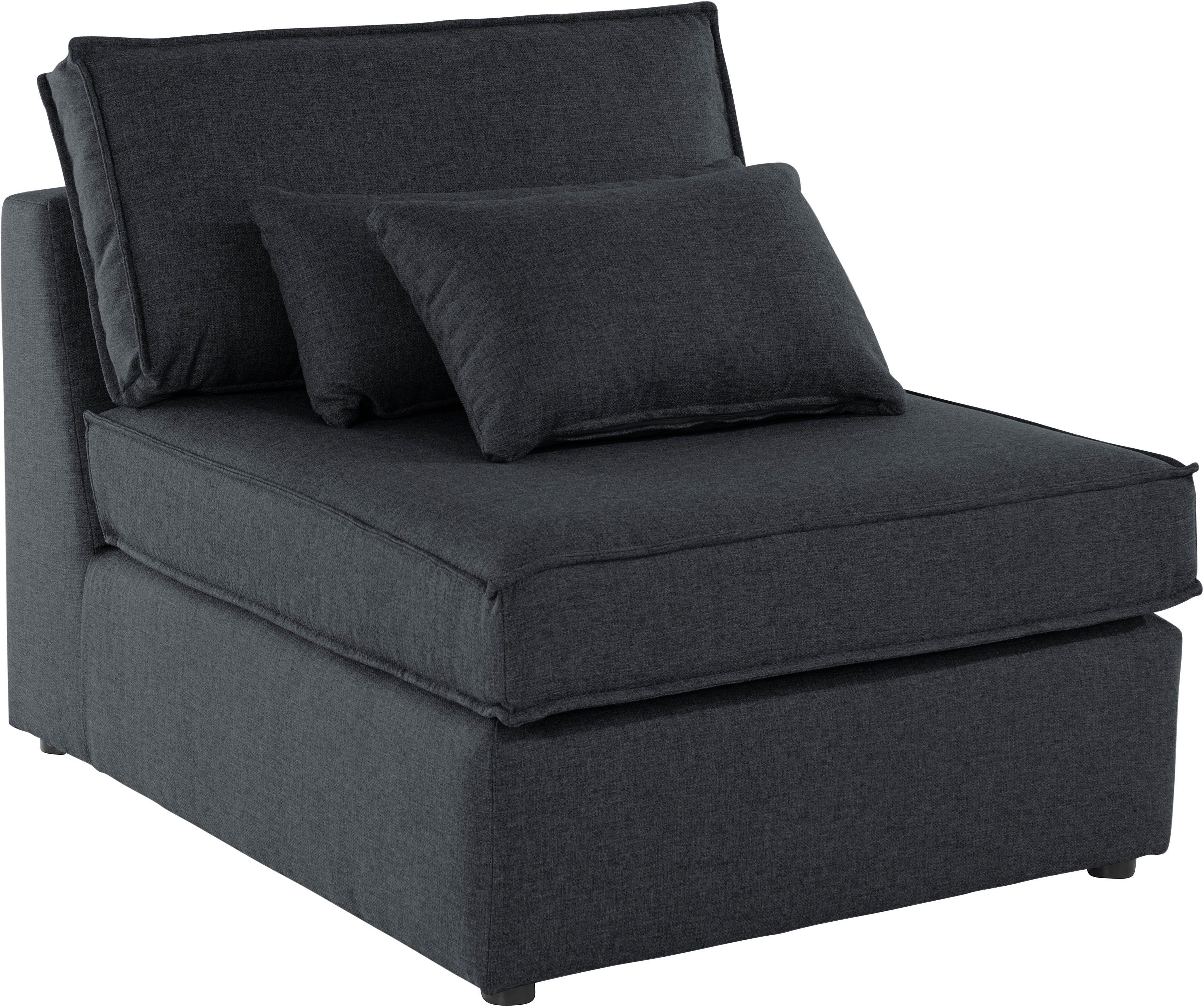 RAUM.ID Bank-middenelement Florid als deel van een modulaire bank, stevig zitcomfort, ook in cord grijs, modulaire banken