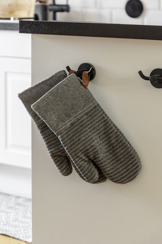 WENKO Ovenwanten Model Ada Stripes met katoenen binnenkant, 1 paar, grijs (set, 2-delig)
