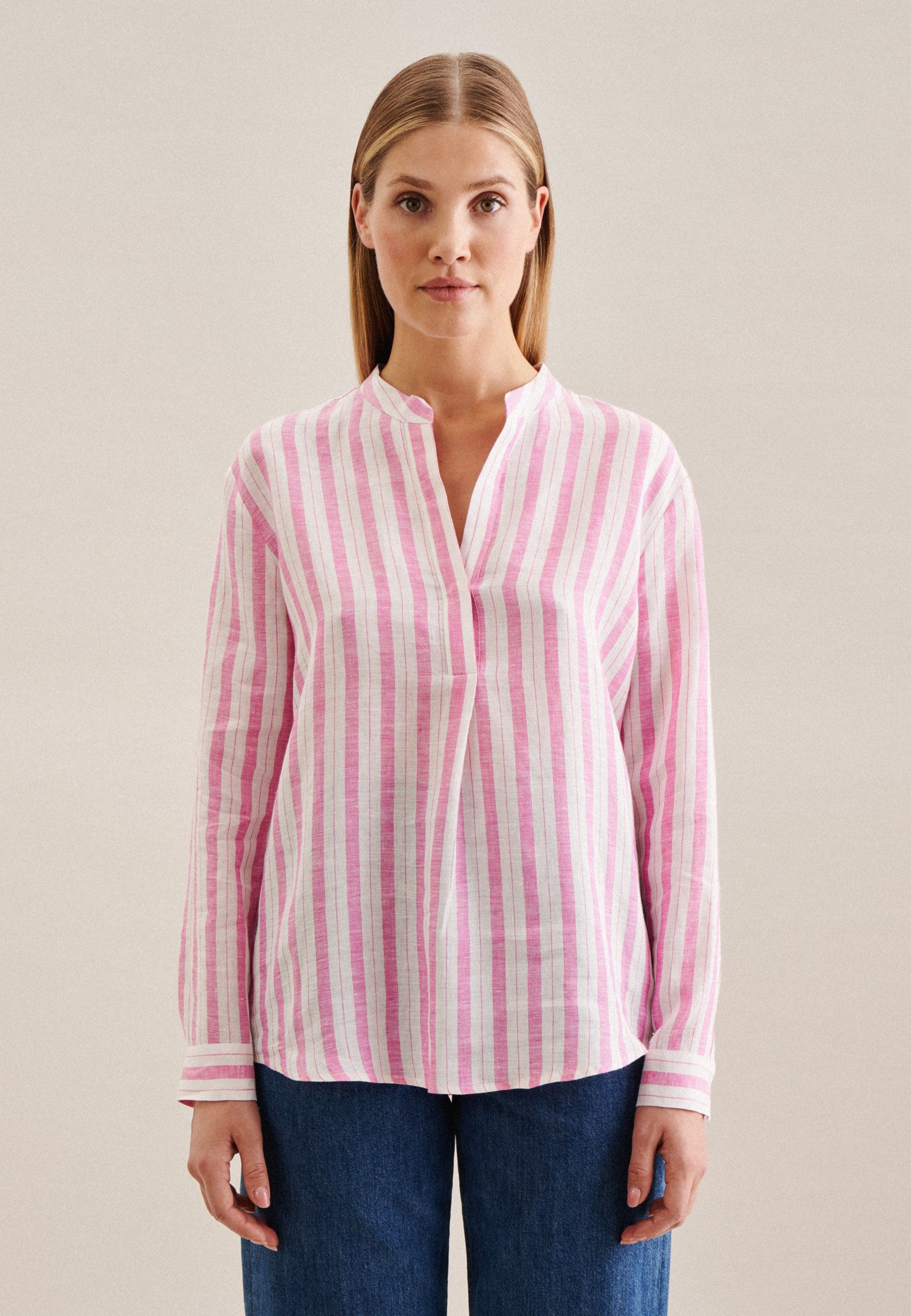 seidensticker Klassieke blouse Zwarte roos Tunika garenverver dames blouses maat M (38) roze