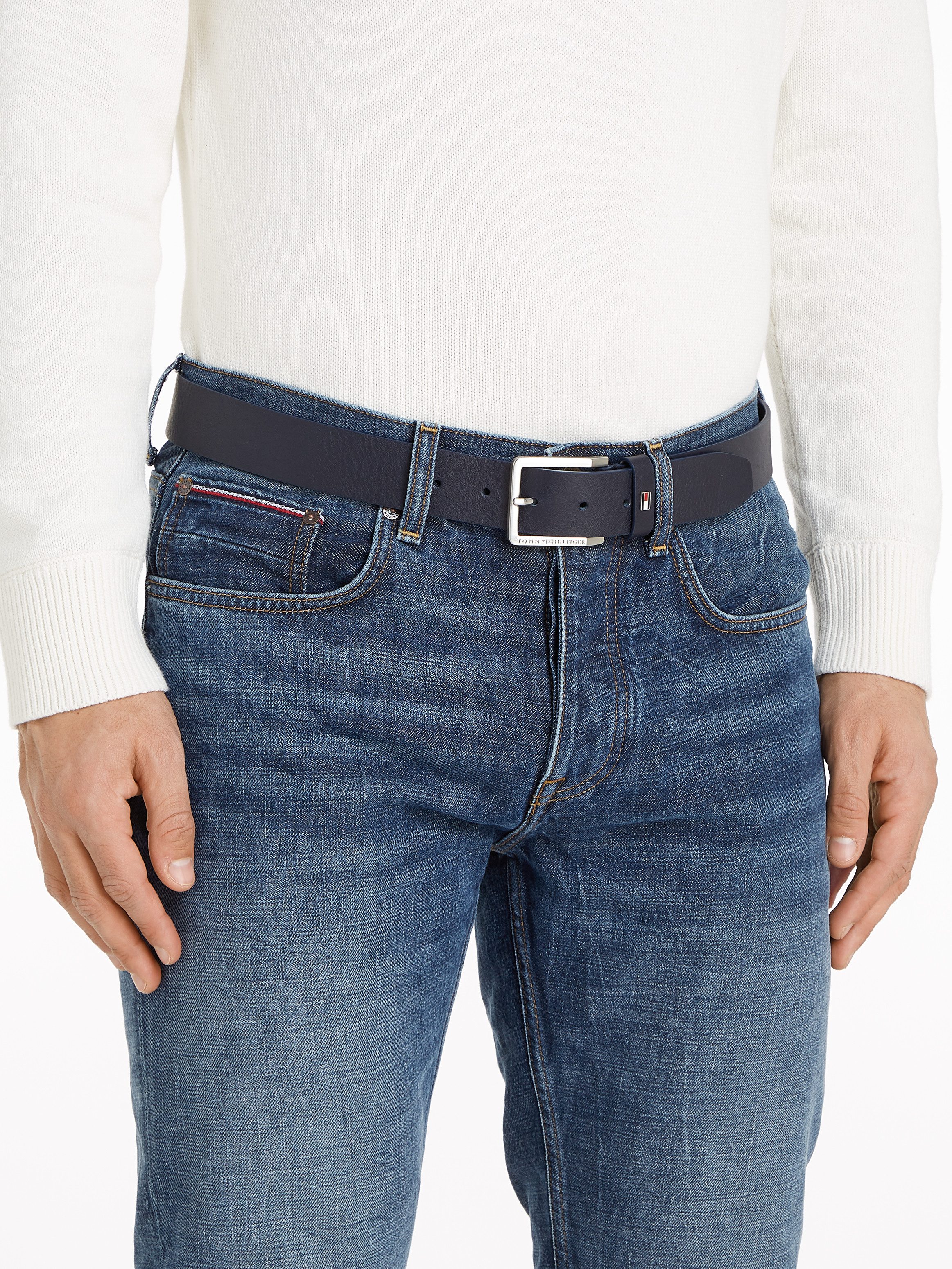 Tommy Hilfiger Leren riem Oliver Extended 3 5 cm met klassieke metalen gesp