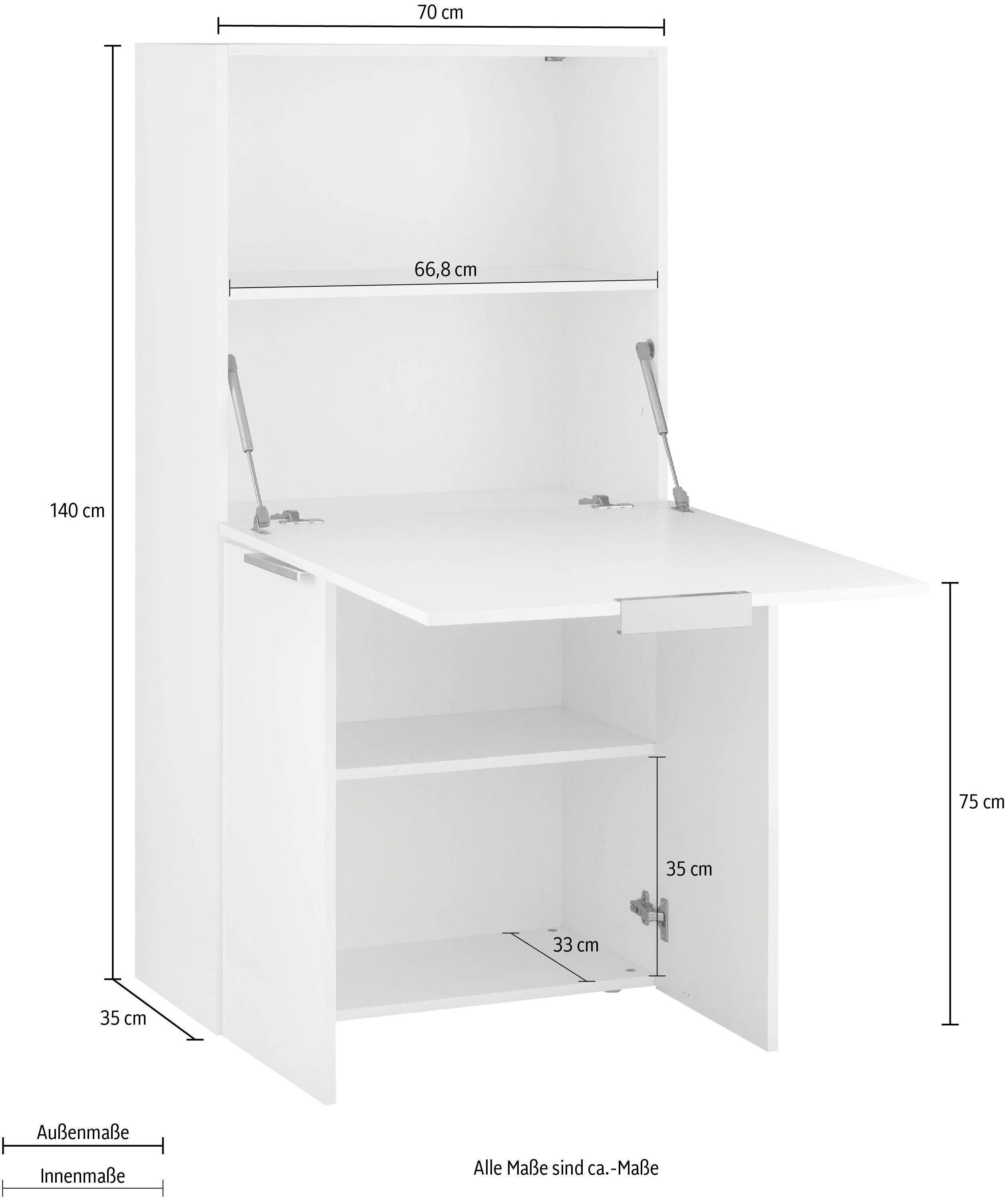 INOSIGN Secretaire Dalia PC-kast in modern design, breedte 70 cm, Made in Italy