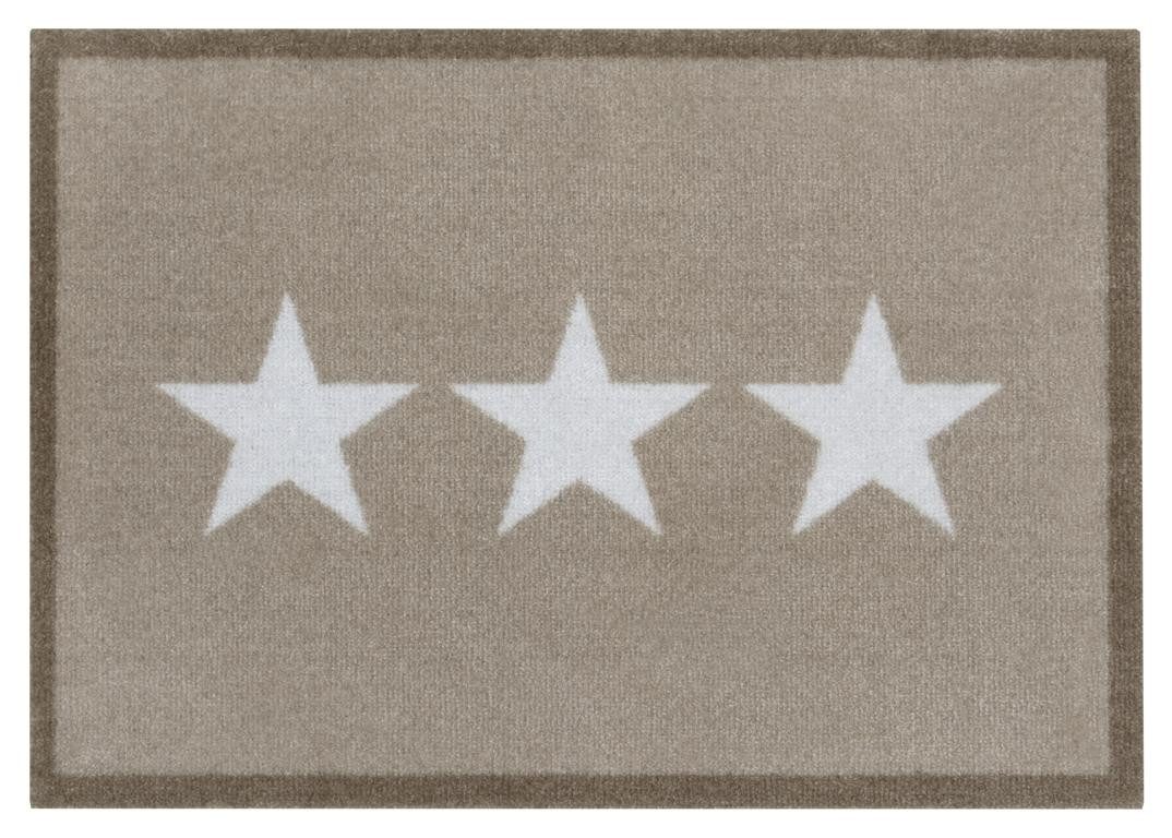 HANSE Home Mat Sterren, deurmat Inloopmat, binnen en buiten, antislip, weerbestendig, wasbaar deurmatten maat 120 cm x 200 cm x 7 mm beige