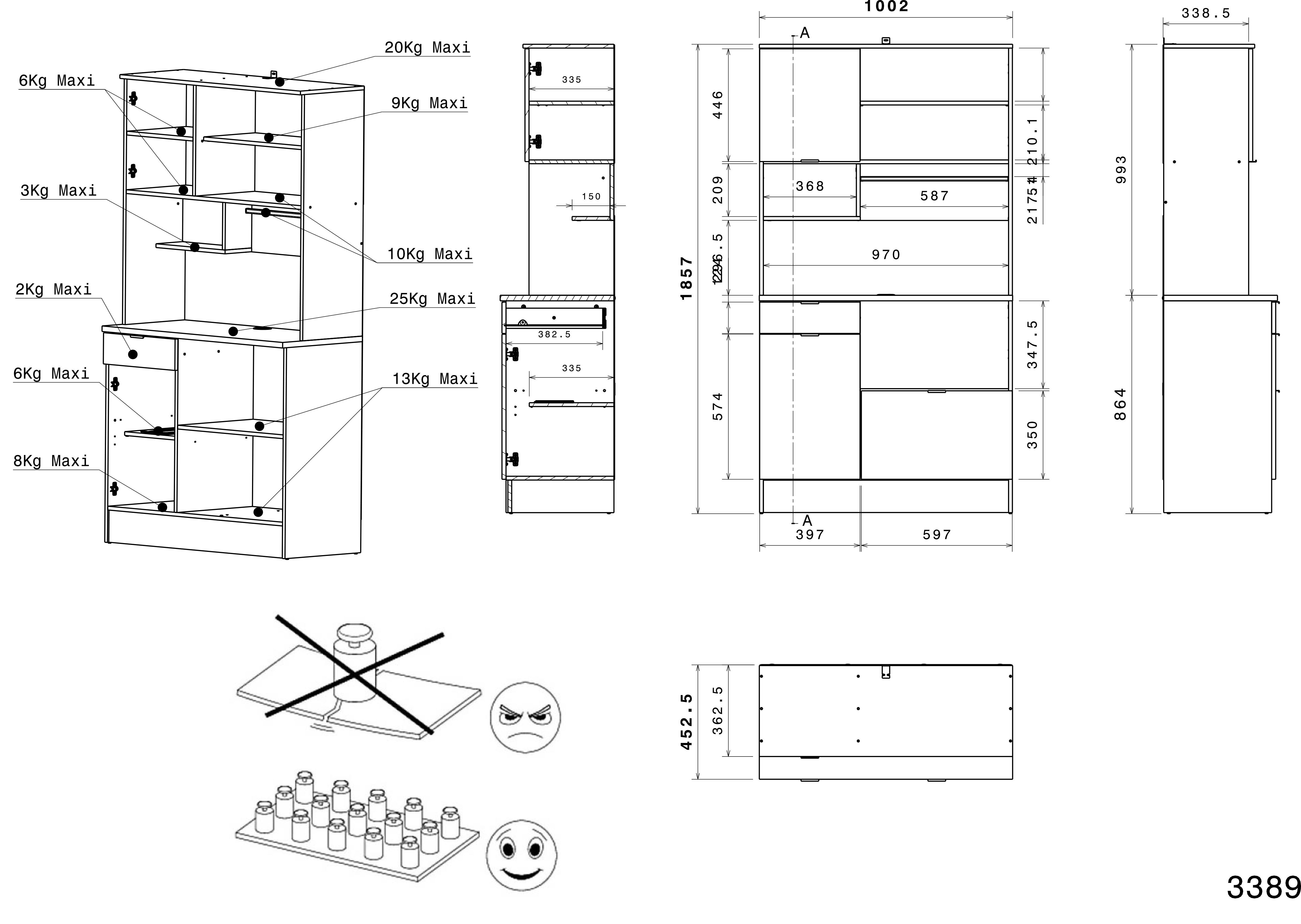 Parisot Buffetkast Socool, afmetingen ca. 100x185 cm, veel opbergruimte, Made in Europe (1 stuk)