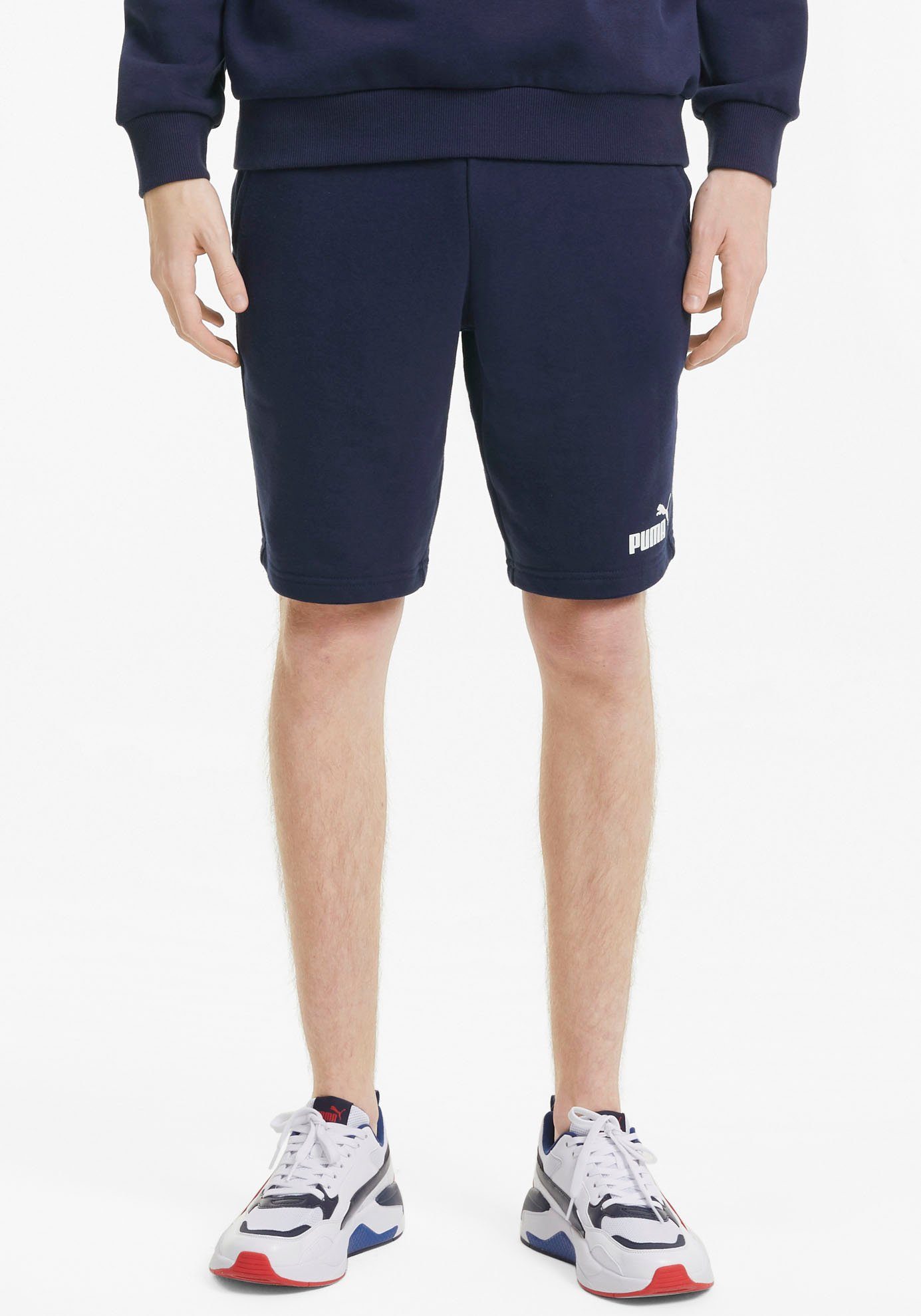 PUMA Trainingsshort ESS Shorts 10" zacht materiaal met katoenmix heren sportshorts maat L blauw