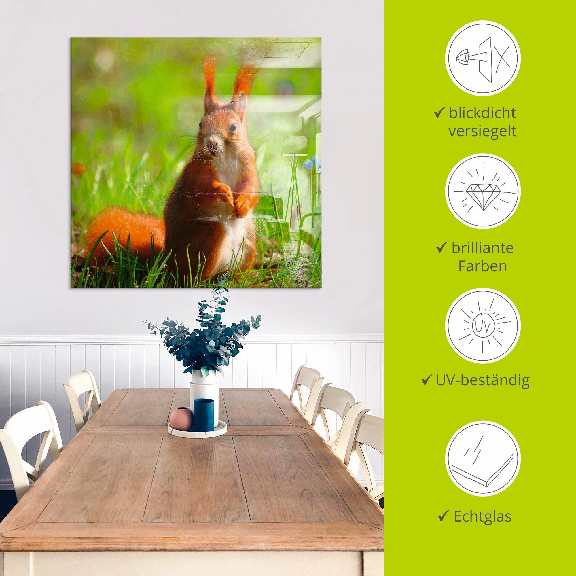 Artland Print op glas Eekhoorntje contact in verschillende maten