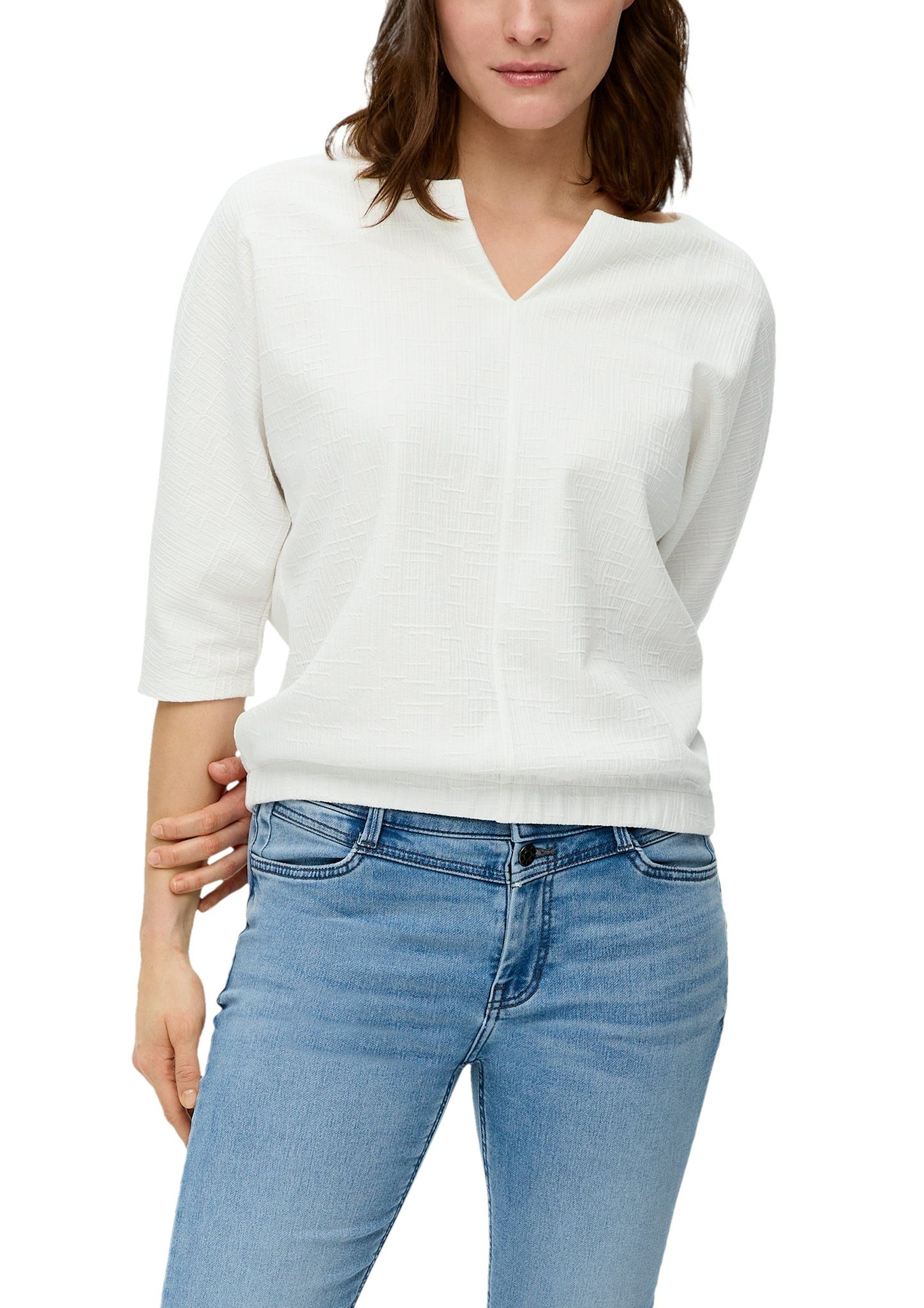 s.Oliver T-shirt 3/4 mouw - met stretch dames t-shirts maat 34 wit