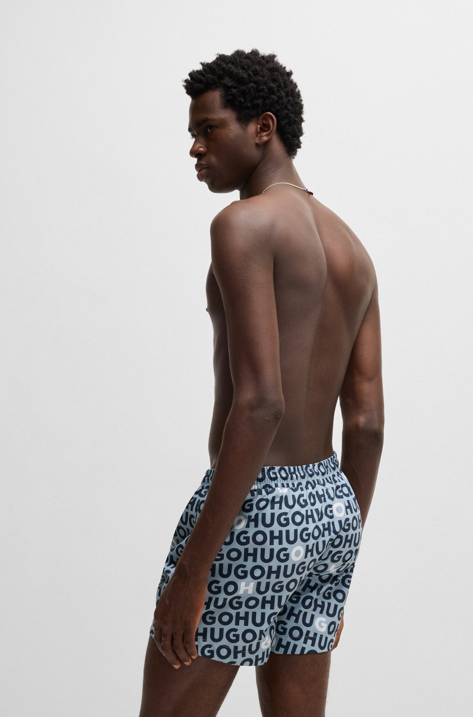HUGO underwear Zwembroek Tortuga met allover logo-tekst