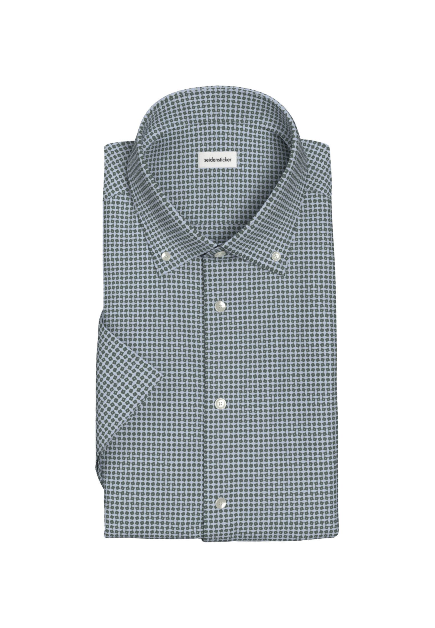 seidensticker Businessoverhemd Slim korte mouw button-down kraag structuur