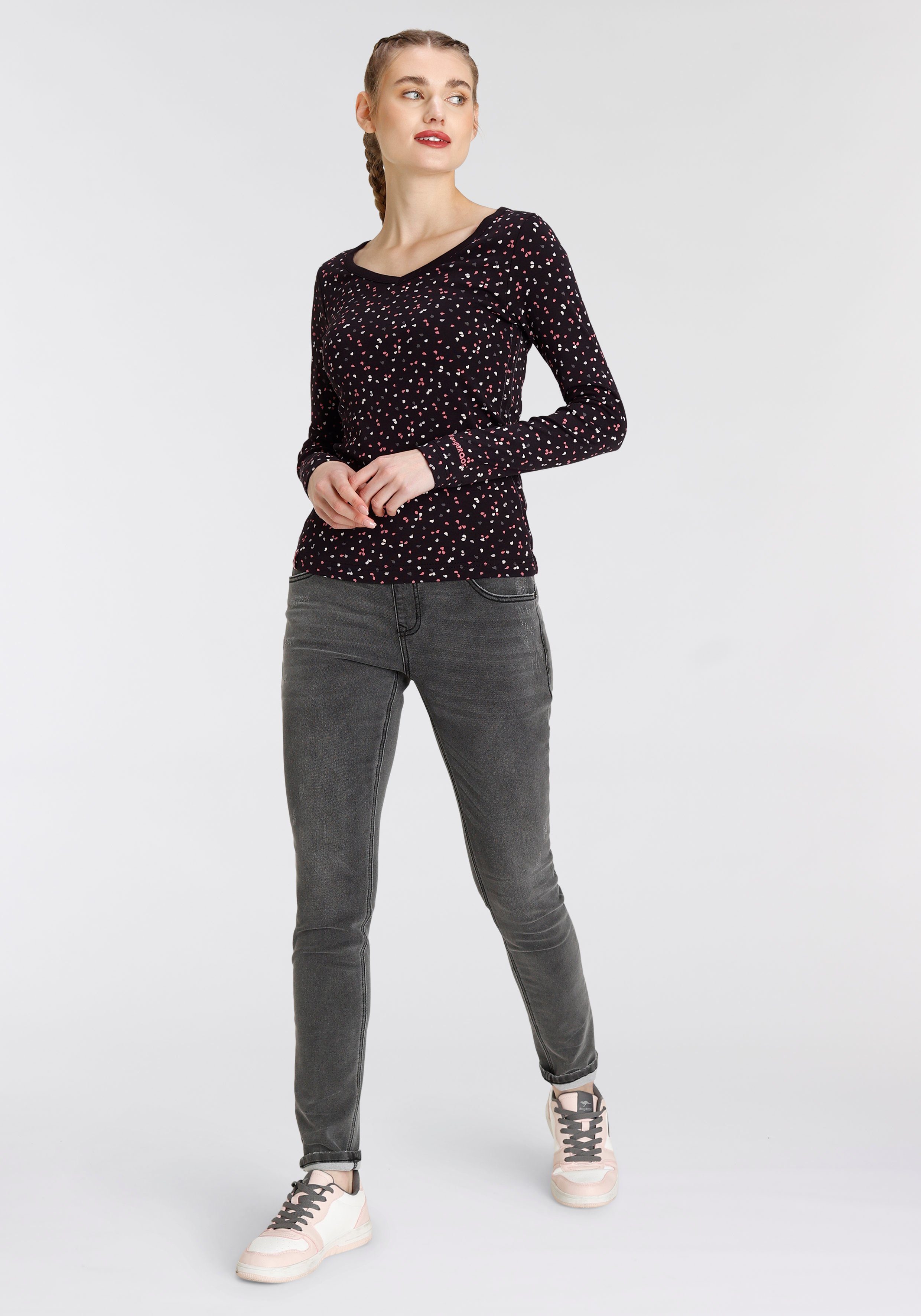 KangaROOS Shirt met lange mouwen met hanzeprint all-over (1-delig)