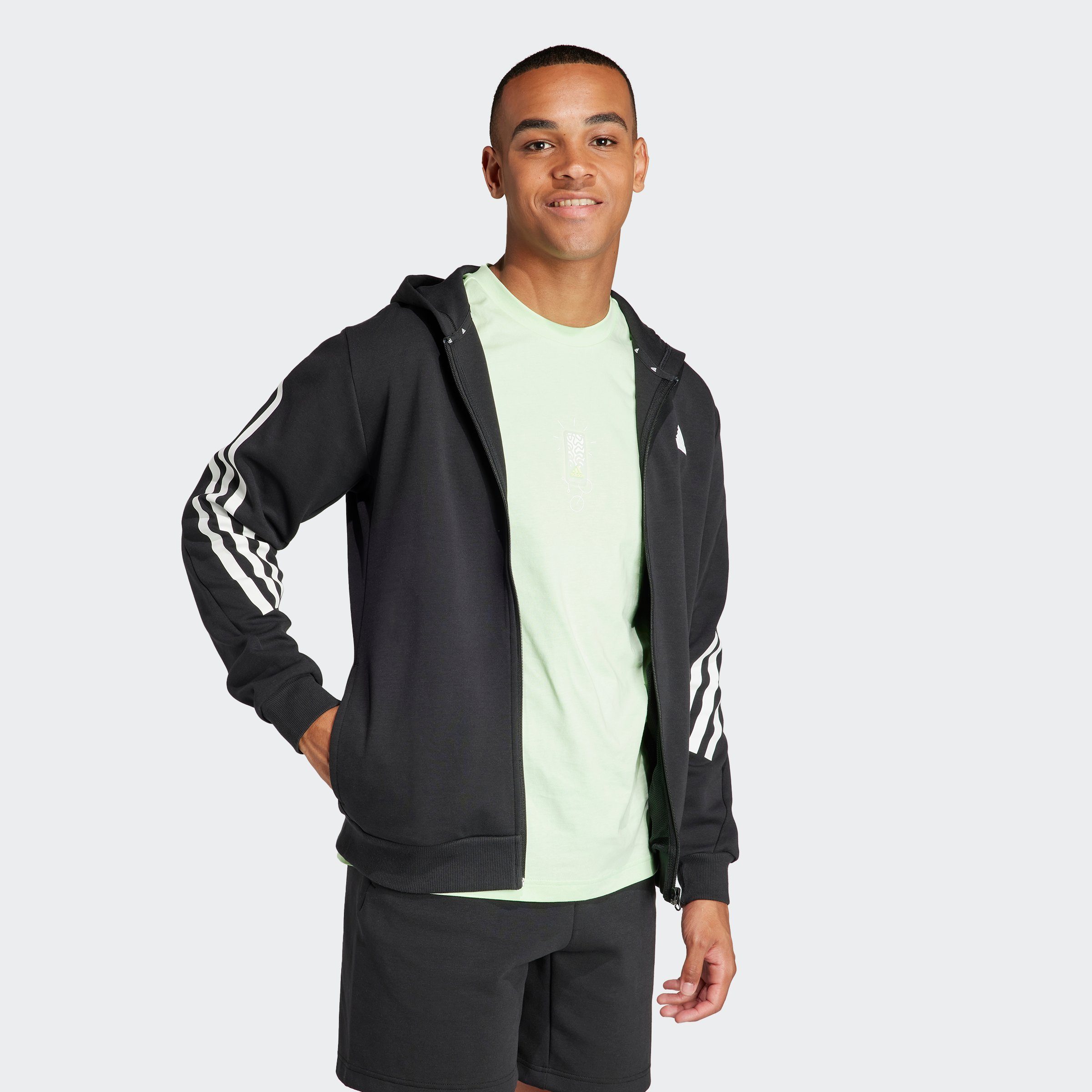 adidas sportswear hoodie m fi 3s fz zwart
