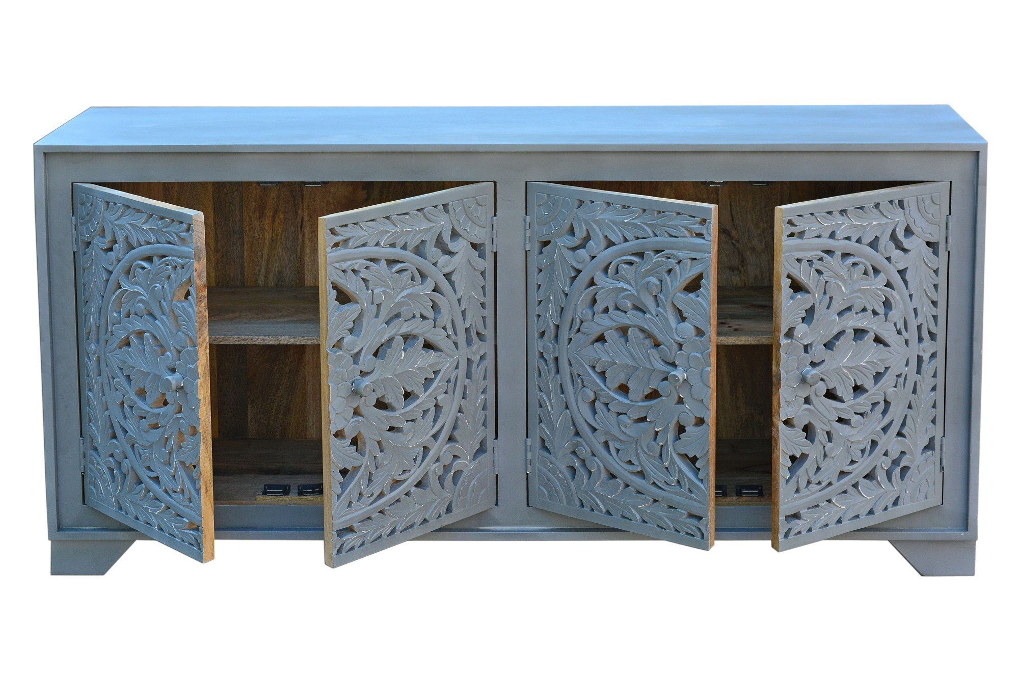 Home affaire Dressoir Kenmare Commode van mangohout, decoratieve snijwerk, breedte 170 cm
