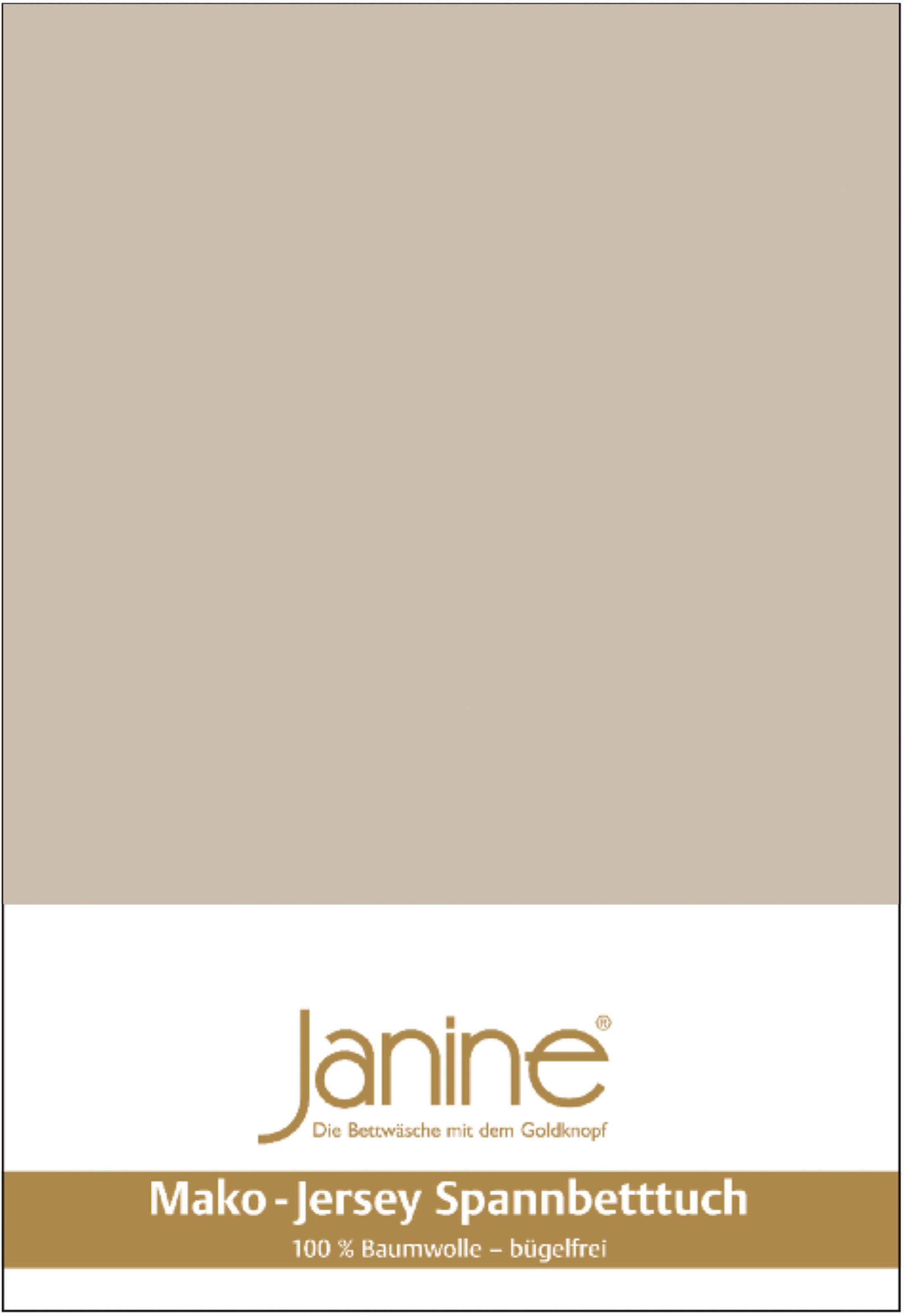 Janine Hoeslaken MAKO-FEINJERSEY 5007 gemaakt van 100% katoen, voor matrassen tot 26 cm hoog (1 stuk) hoeslakens beige