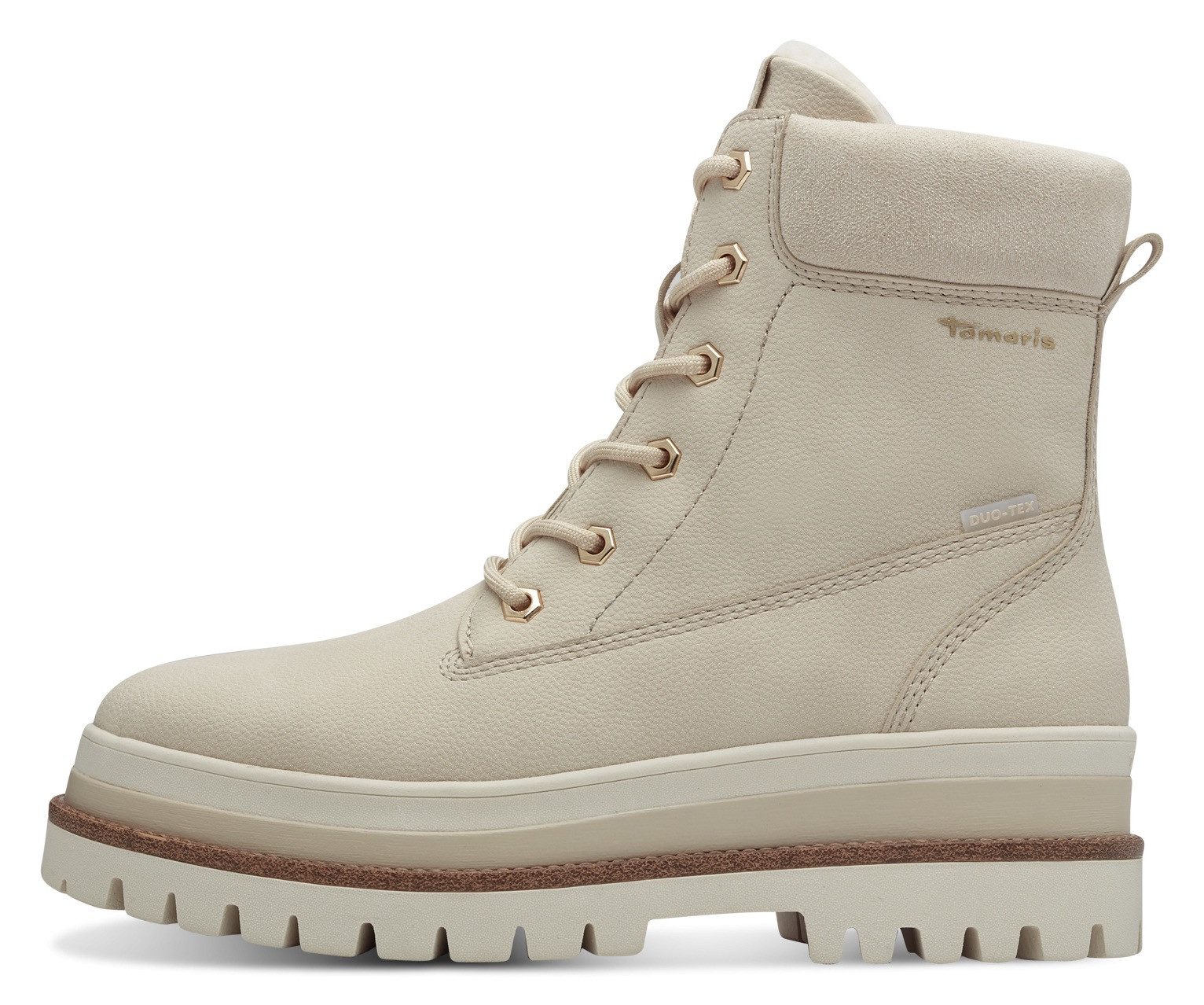 Tamaris Winterlaarzen Blokhak, plateau, veterschoenen in vegan verwerking