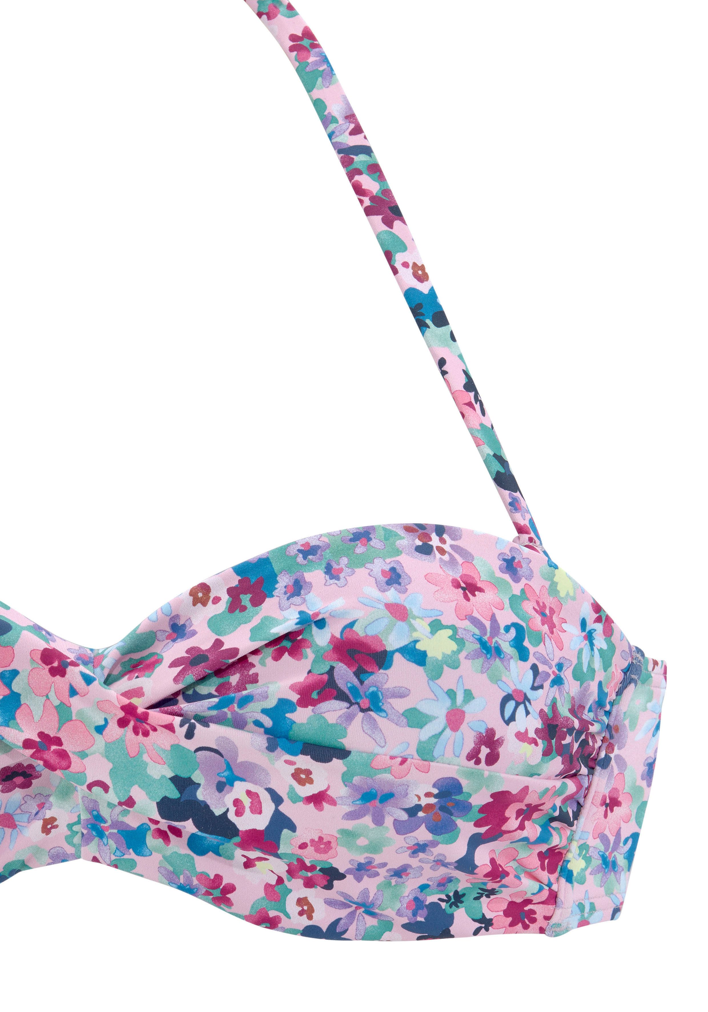 s.Oliver RED LABEL Beachwear Beugelbikinitop in bandeaumodel Scatter floraal ontwerp, gewatteerde cups, met uitneembare kussens