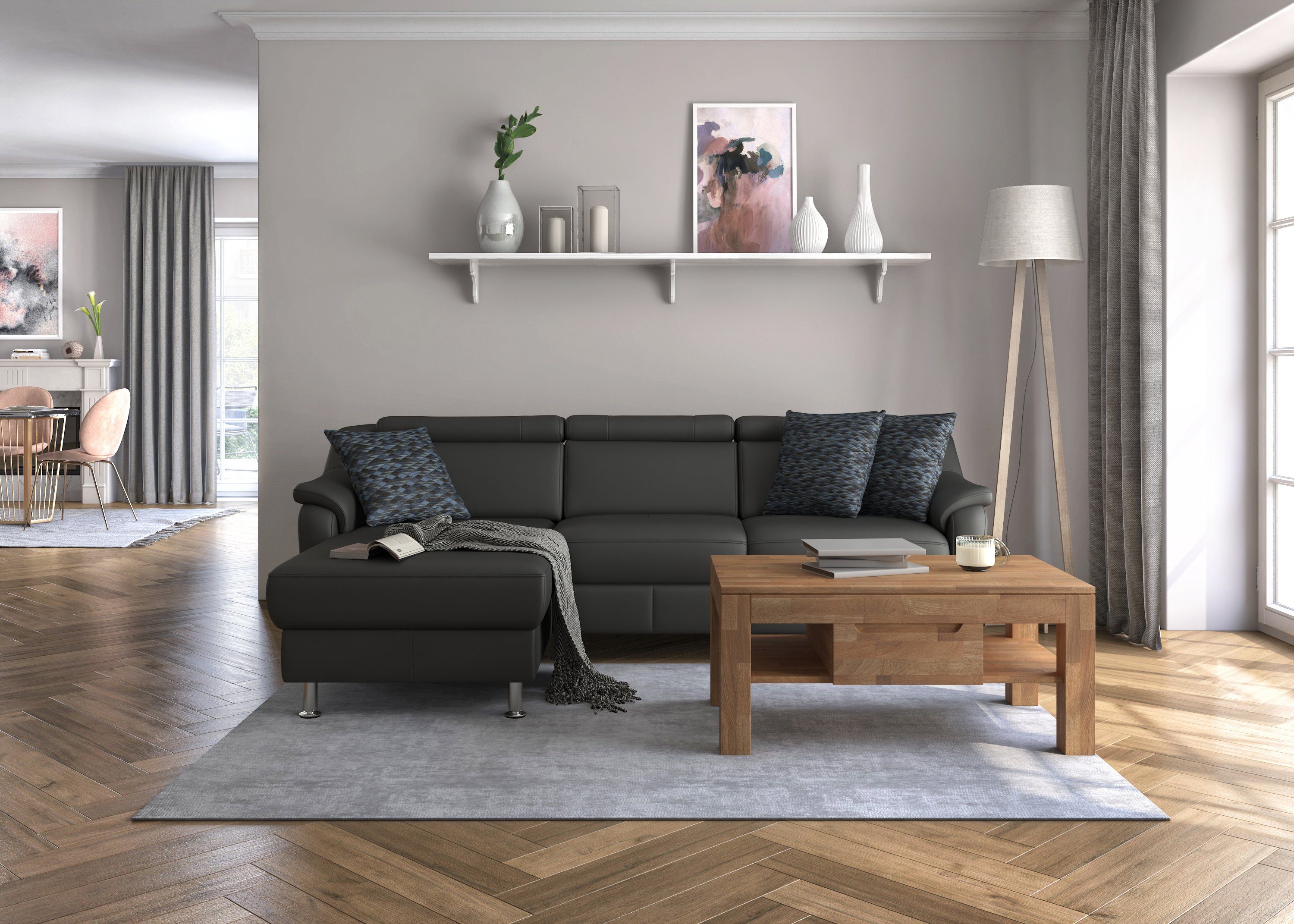 sit&more Hoekbank Freetown L-vorm met verstelbare hoofdsteun en comfortabele binnenvering