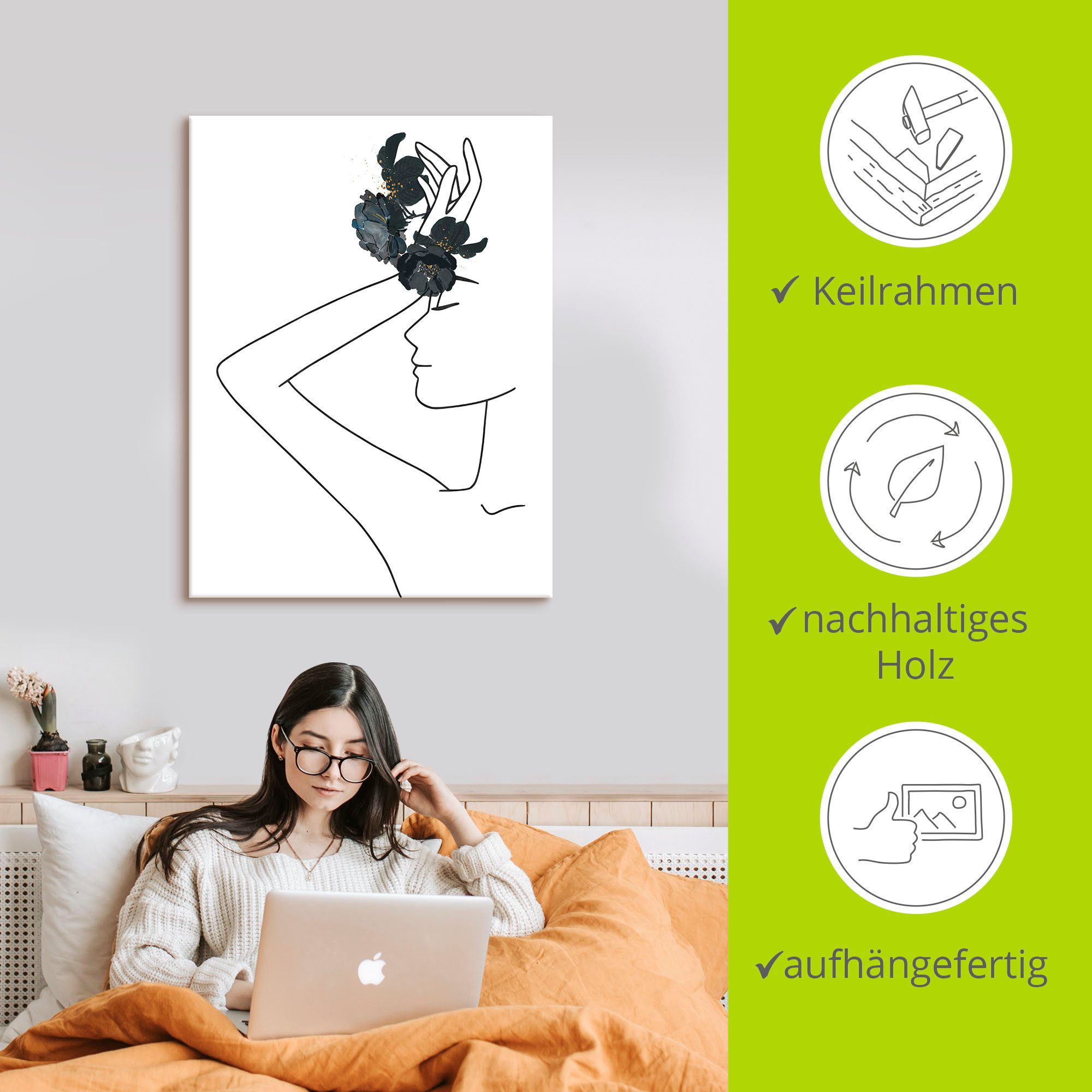 Artland Artprint Modern lineart meisje I als artprint op linnen, poster in verschillende formaten maten