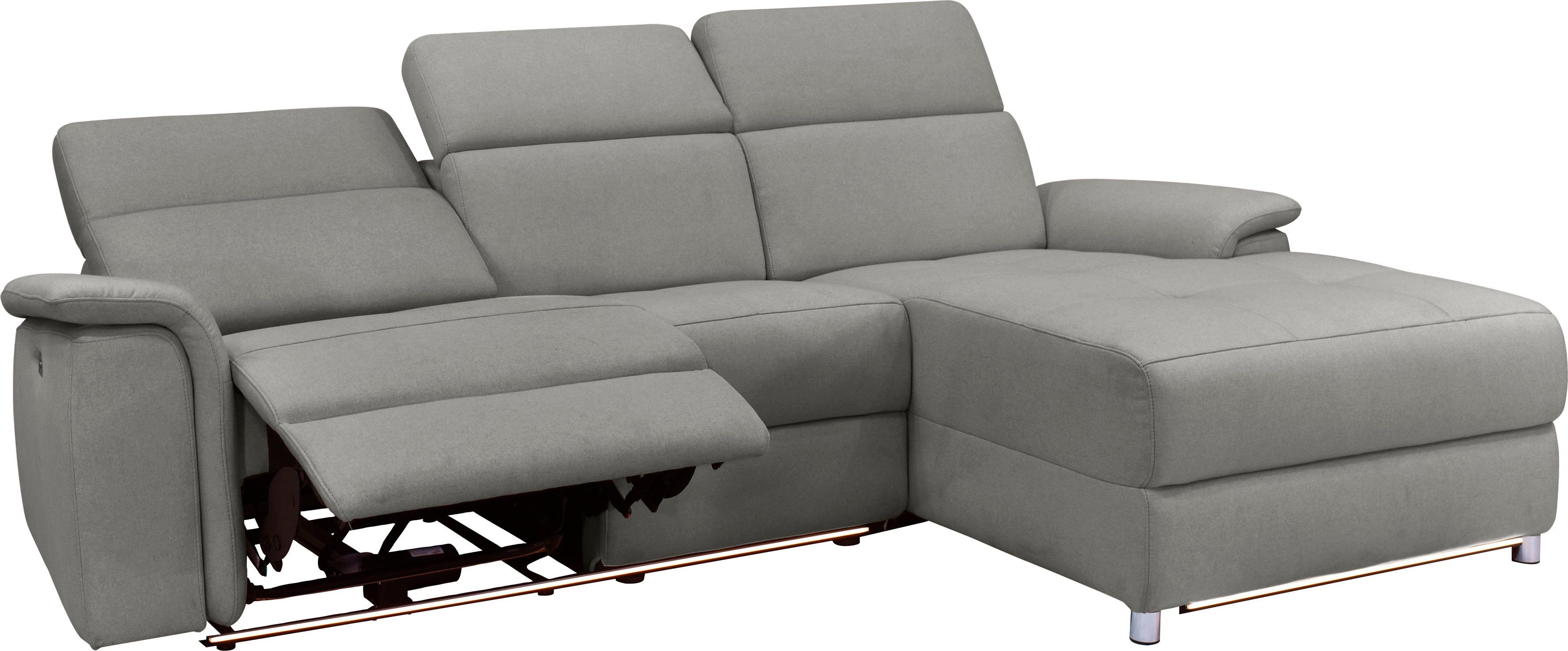 Places of Style Hoekbank Pareli, L-model, 259 cm, met récamier, echt leer, imitatieleer, weefstof