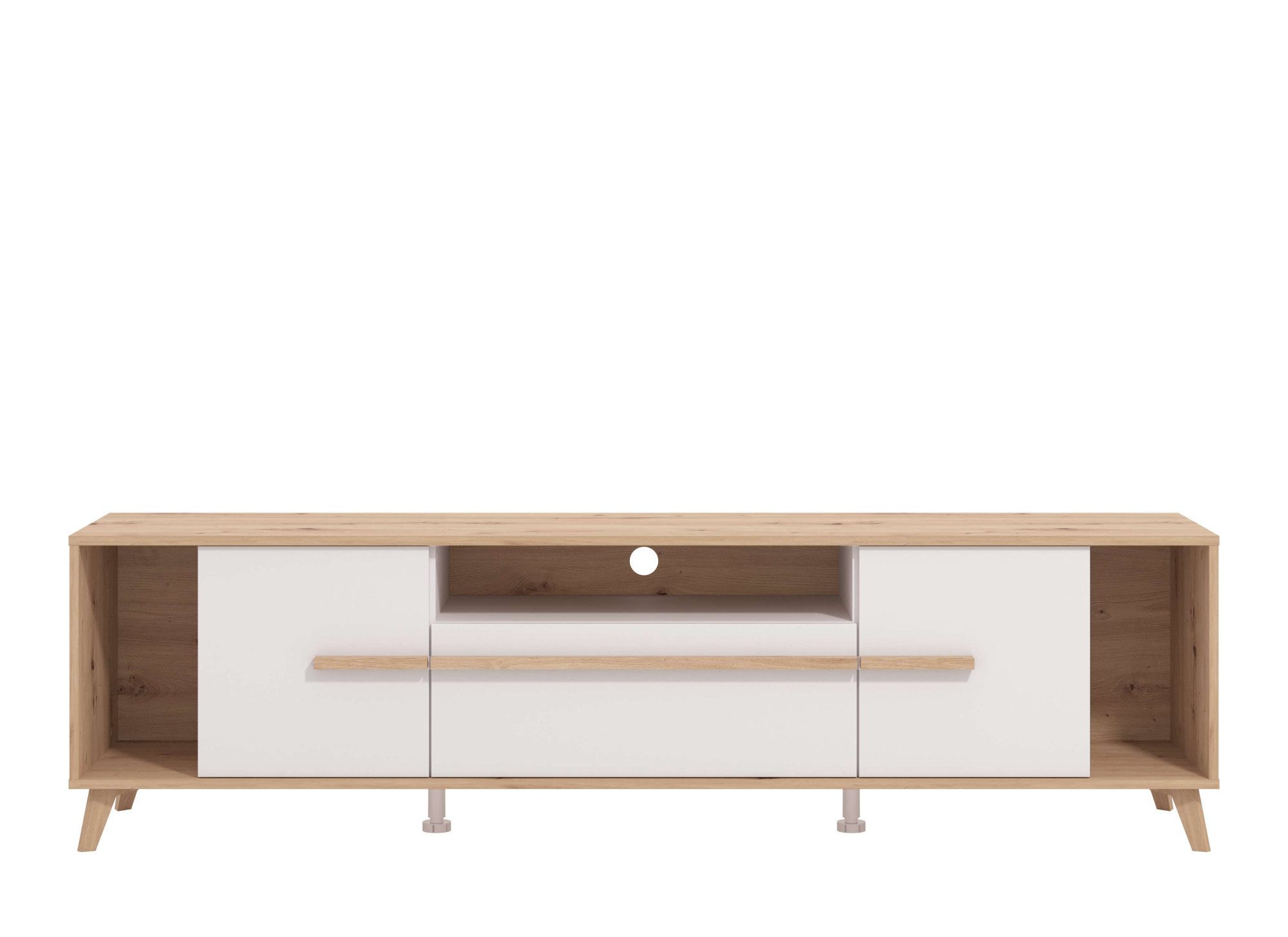INOSIGN Tv-meubel Orleans, TV-Lowboard, TV-kast, TV-standaard, Breedte 190 cm Kast, Opaque Wit/Artisan Eiken Decor, modern en elegant ontwerp
