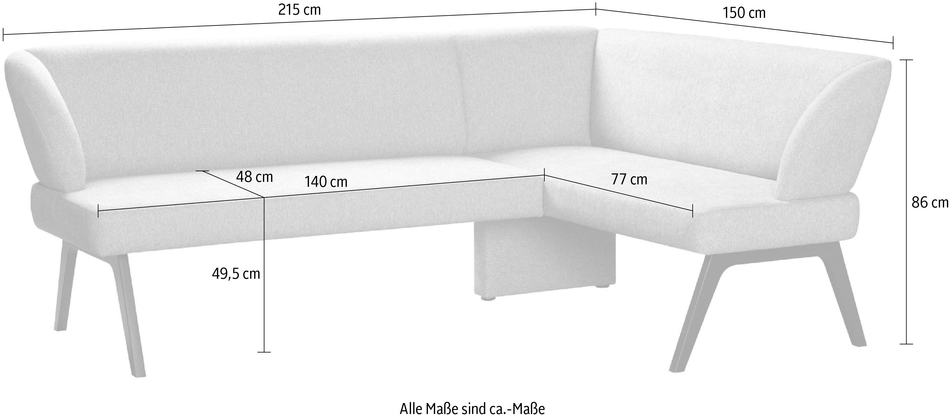 Home affaire Hoekbank Aretha keukenbank, kussenbank, eettafelbank, breedte 215 cm Moderne bank in mooie kleuren, nosagvering, aantal zitplaatsen: 5