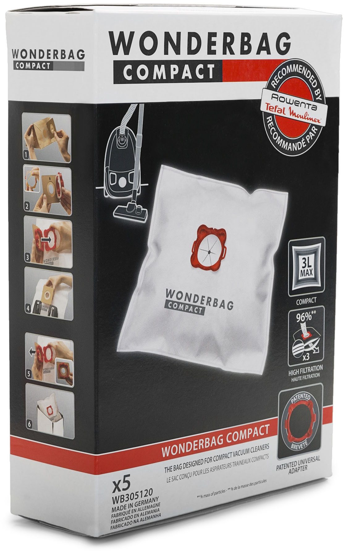 Rowenta Stofzuigerzak Wonderbag Compact WB3051 3-laags met scheurbestendige geweven structuur