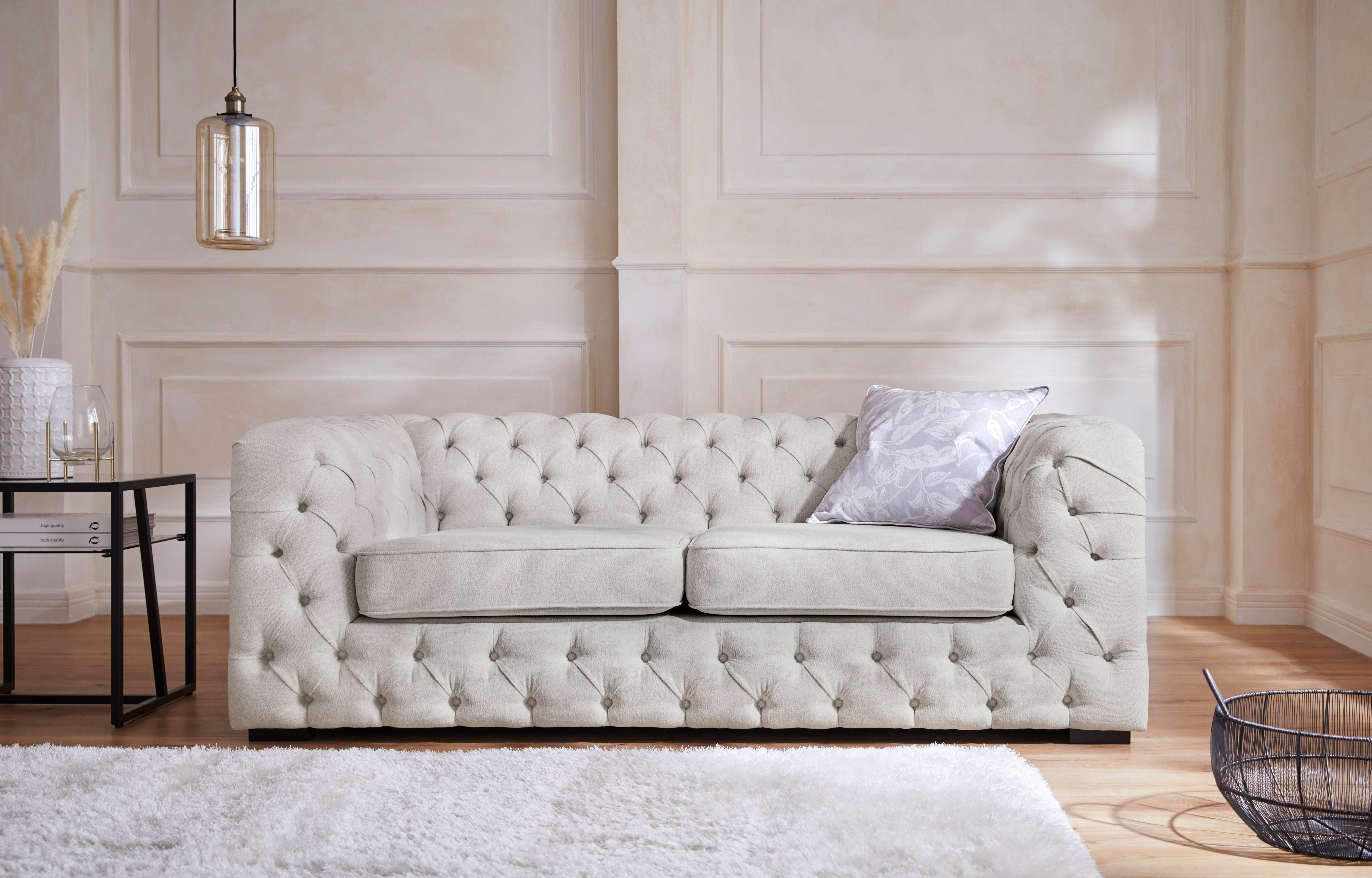 Guido Maria Kretschmer Home&Living Chesterfield-bank Kalina met klassieke chesterfield-capitonnage beige, chesterfield banken