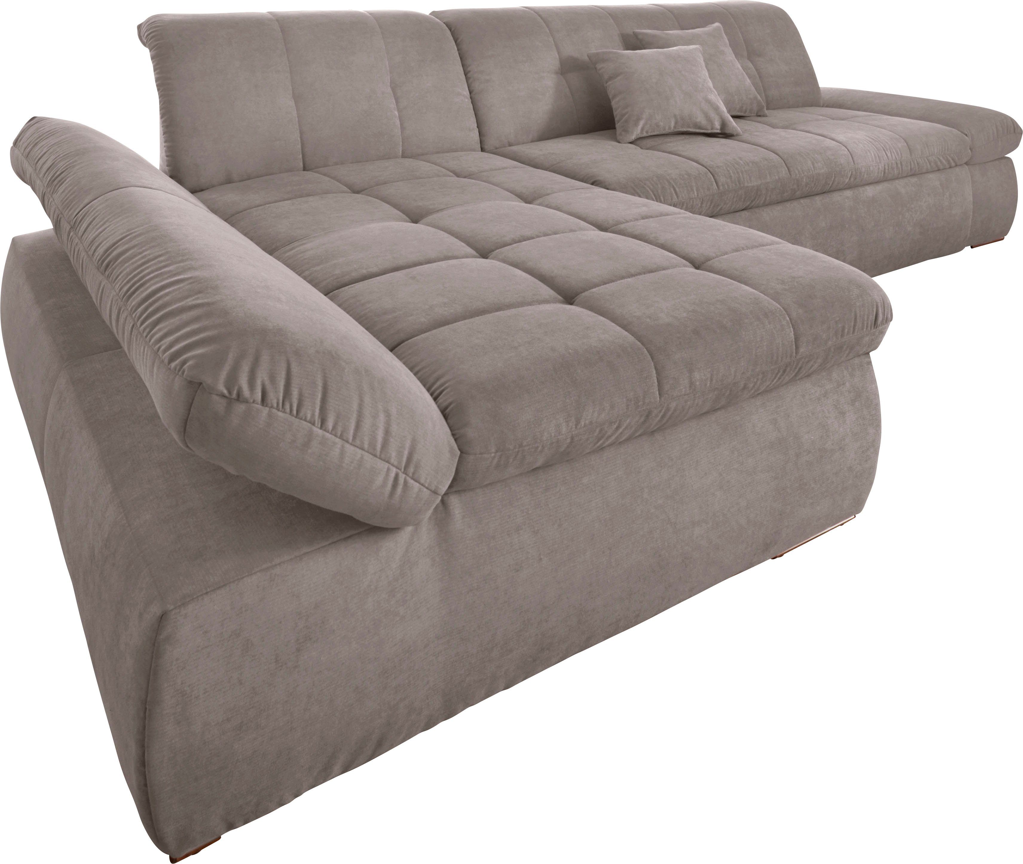 DOMO collection Hoekbank NMoric XXL, B/D/H: 300/172/80cm, L-vorm naar keuze met slaapfunctie en verstelbare armleuning