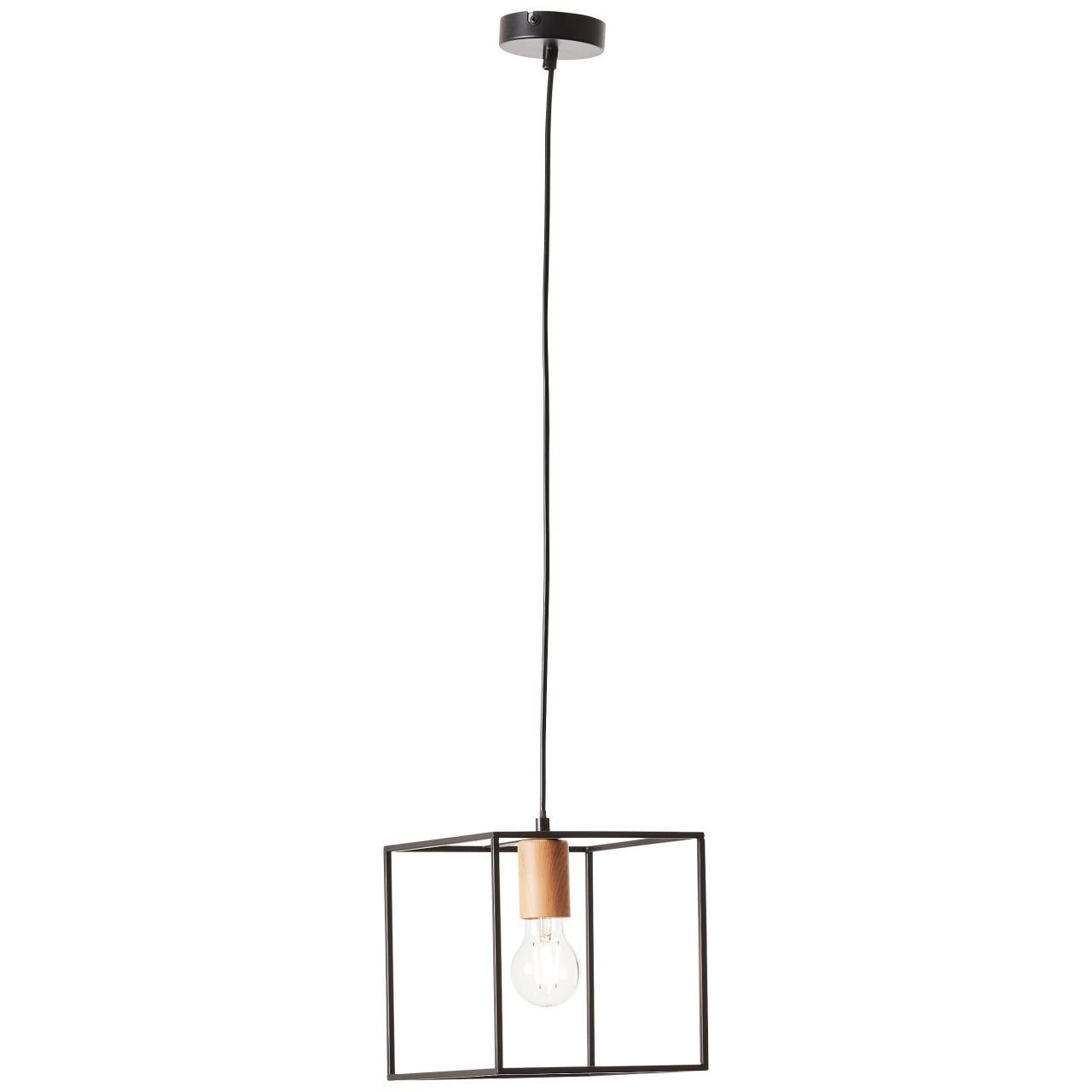 Brilliant Leuchten Hanglamp Arica Hanglamp 20x20cm zwart/houtkleur (1 stuk)