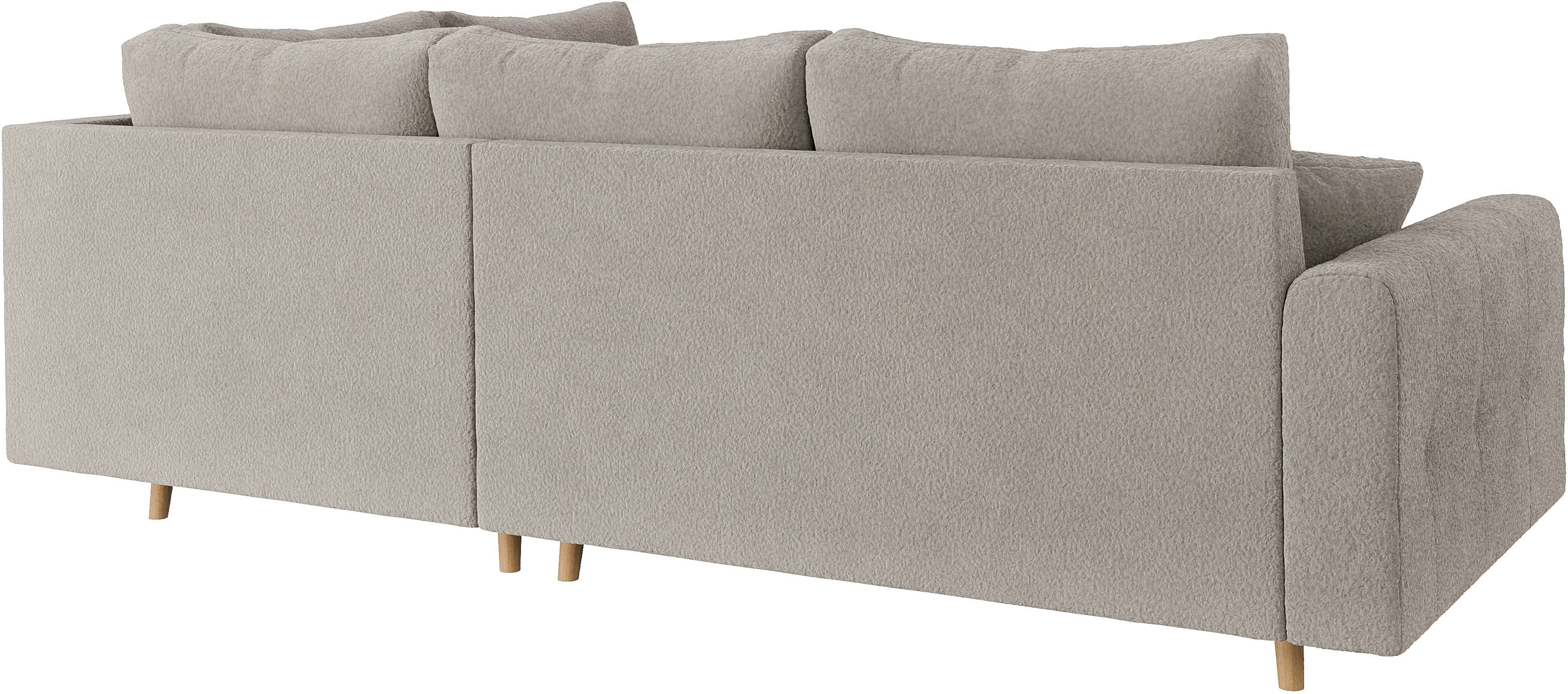 Home affaire Hoekbank CHARRE L-vorm met ottomane, afmetingen B/D/H: 231/161/81 cm fijne stiksels, losse rug- en sierkussens, ook in cord en bouclé
