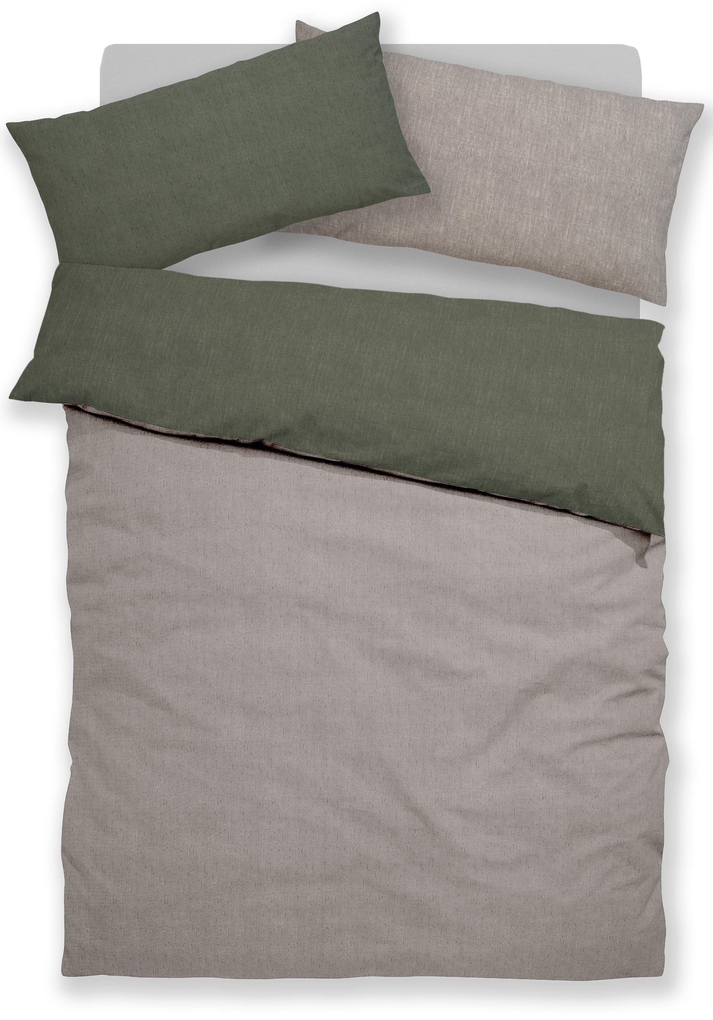 Bruno Banani Tweezijdig te gebruiken overtrekset Merlijn in mt. 135x200 of 155x220 cm Katoenen bedlinnen, linnen-look in mêlee-look (2-delig)
