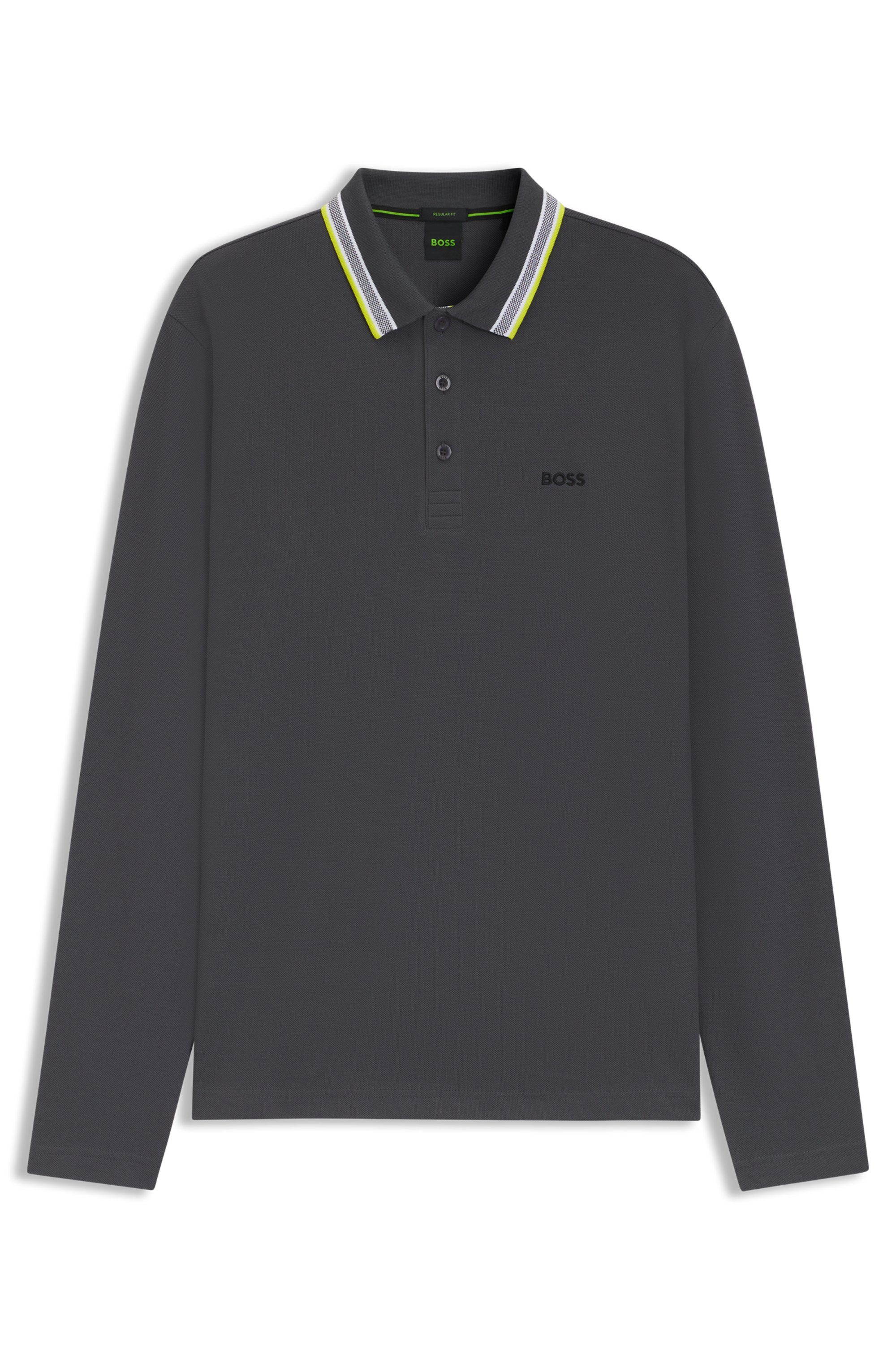 BOSS GREEN Poloshirt met lange mouwen Plisy met strepen op de kraag