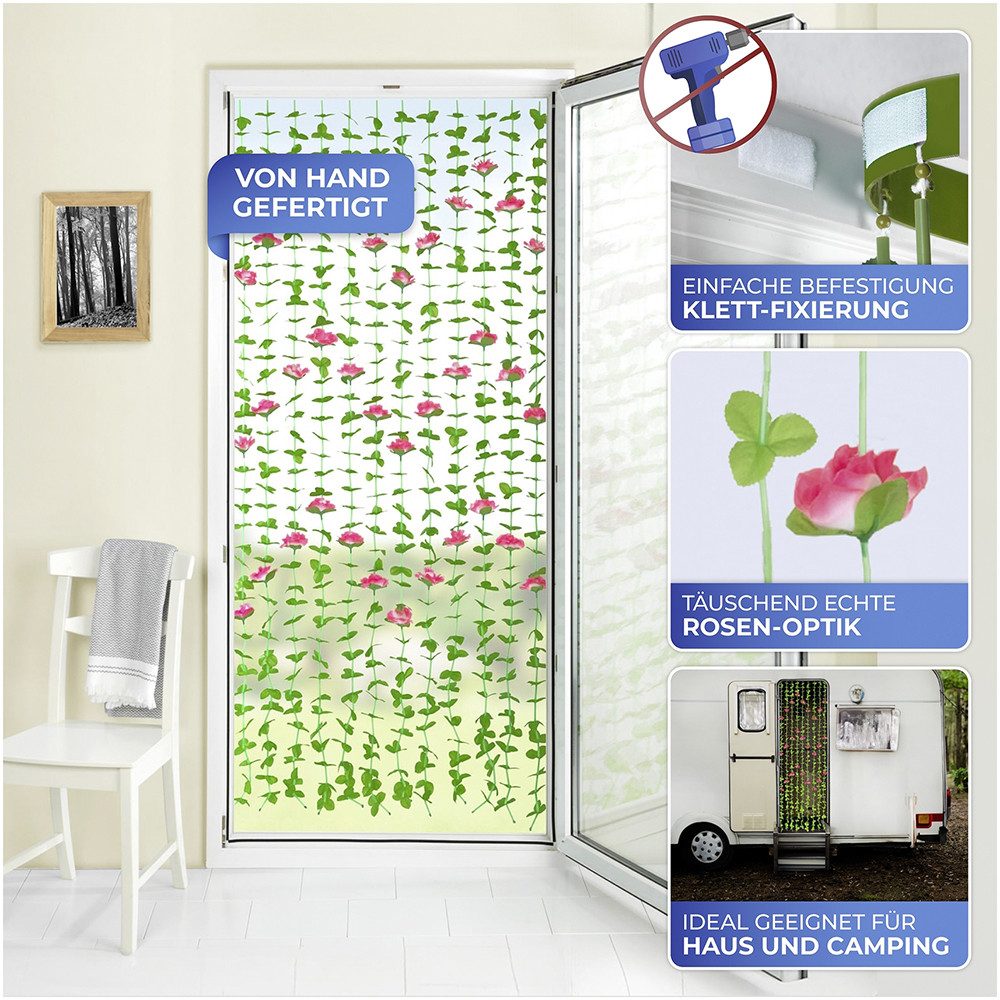 Maximex Deurgordijn Rosen Bladeren gordijn voor balkon en terras, insecten- en privacybescherming (1 stuk)