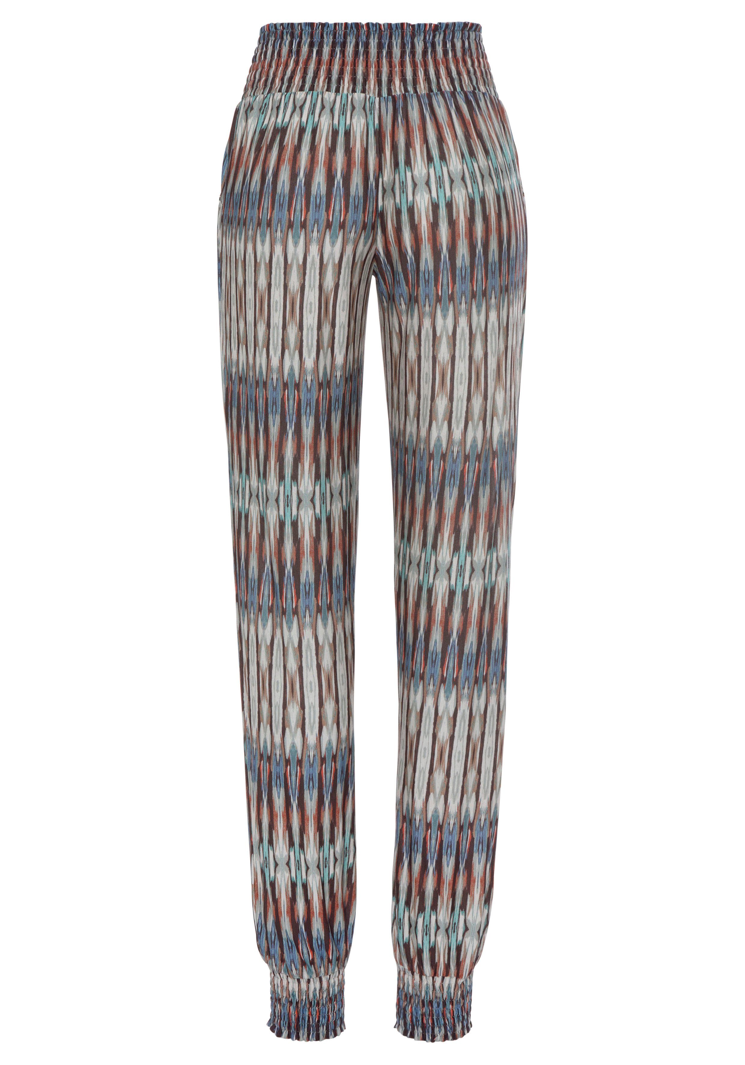 Vivance Jerseybroek met etnische print en zakken, losse instapbroek, zomerbroek