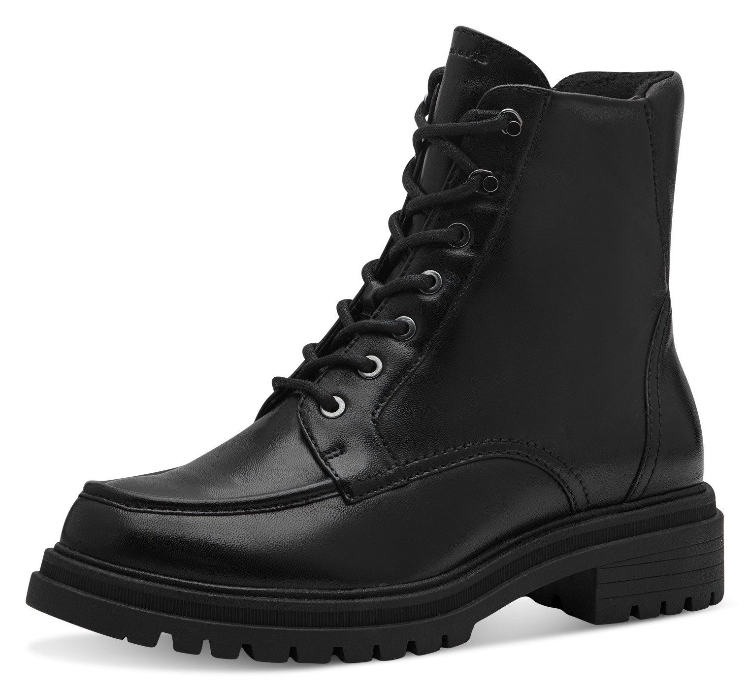 Tamaris Veterschoenen blokhak, veterschoen, enkellaars met decoratieve naad aan de voorkant