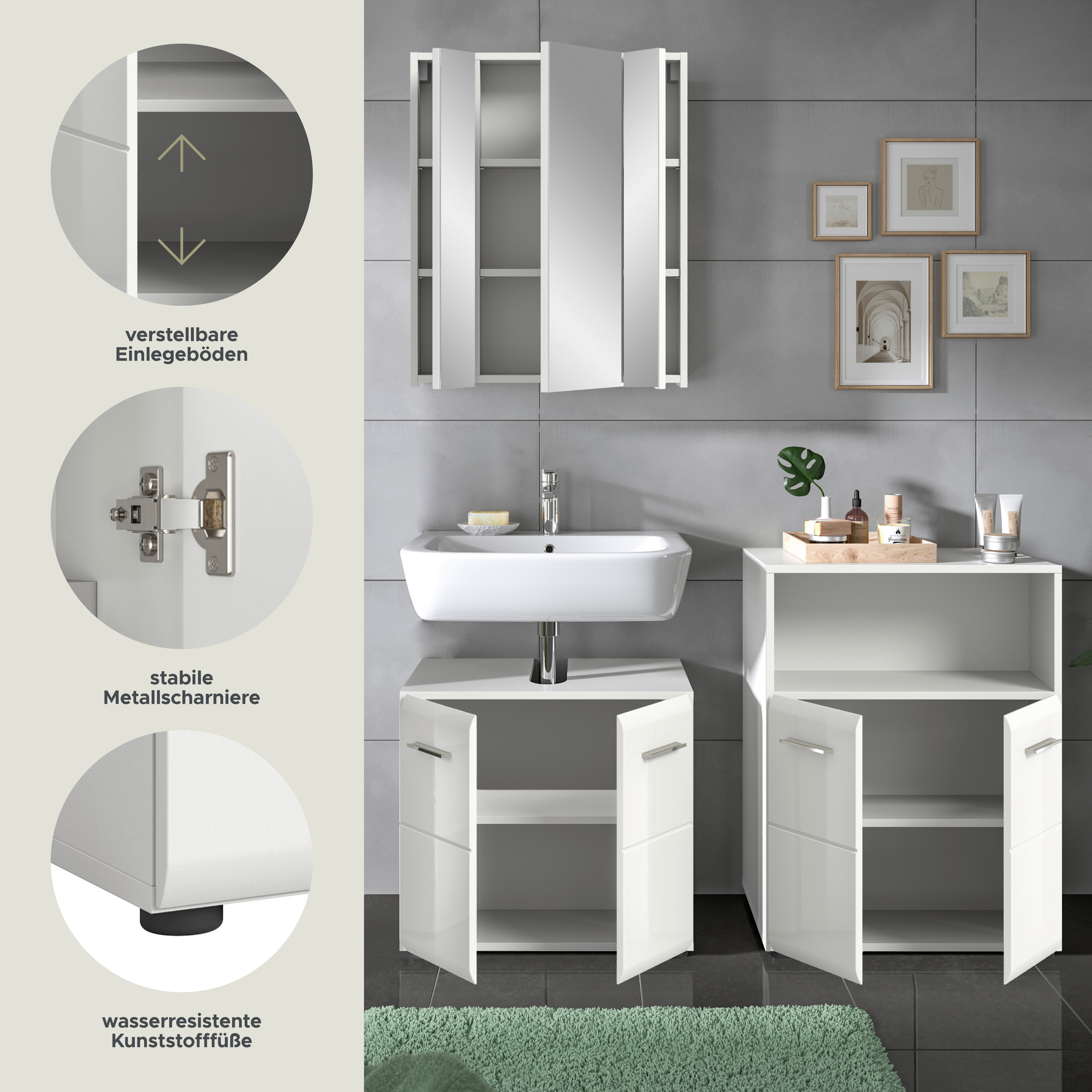 INOSIGN Badmeubelset FLORENZ, TOPSELLER!, 3-delige badcombinatie, hoogwaardige MDF-front