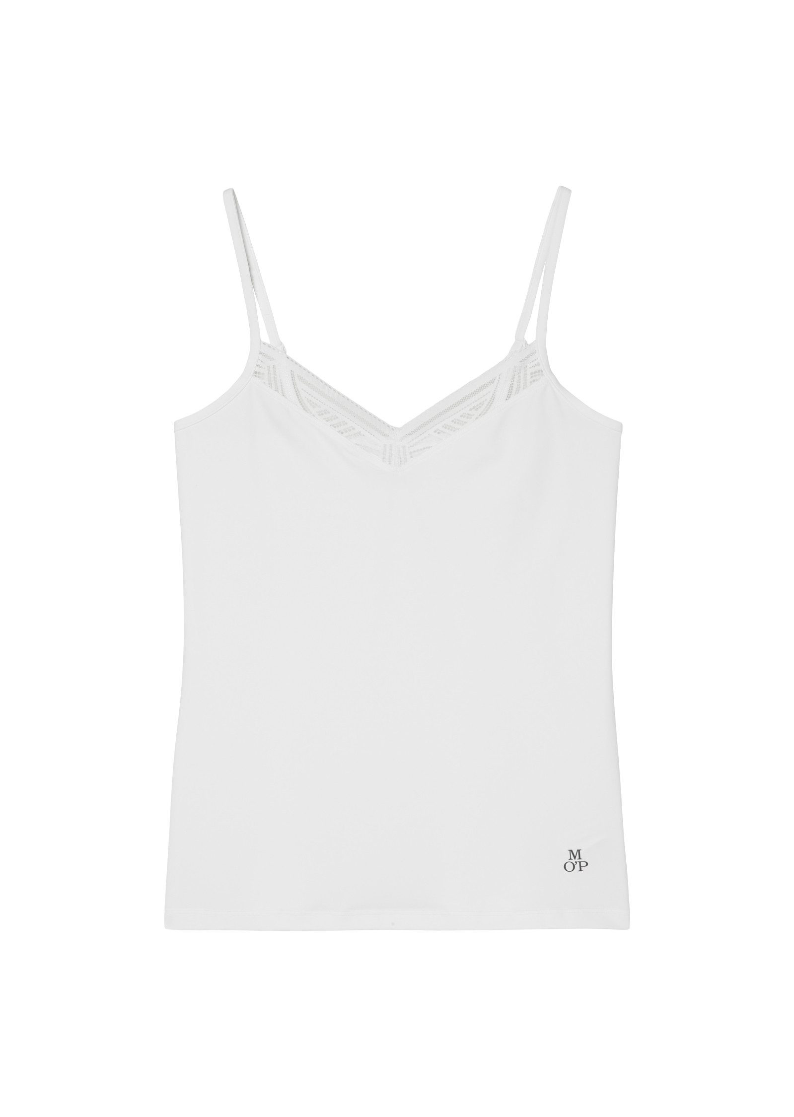 Marc O'Polo Top met spaghettibandjes Essentials met kant bij de hals dames spaghettitops maat S wit