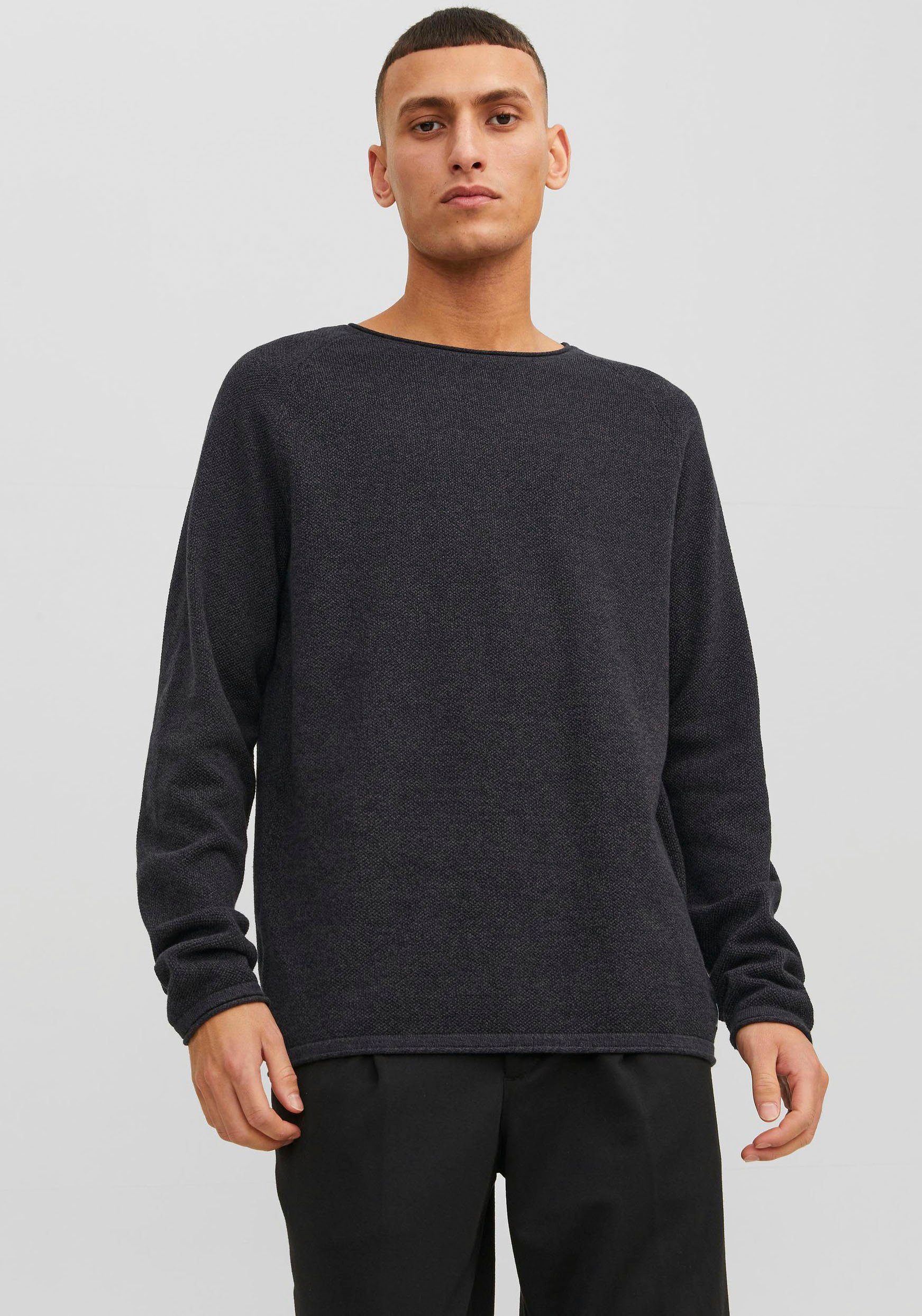 Jack & Jones Trui met ronde hals JPRBLUMIGUEL KNIT CREW NECK NOOS heren pullovers maat S grijs