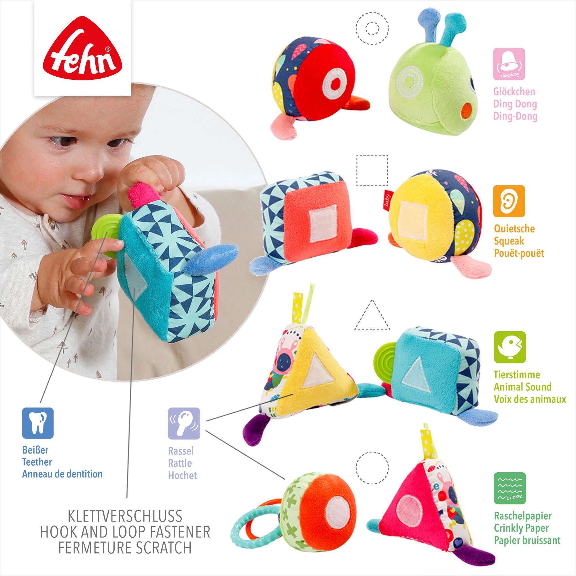 Fehn Grijpspeeltje COLOR Friends, activiteit-puzzel-rups