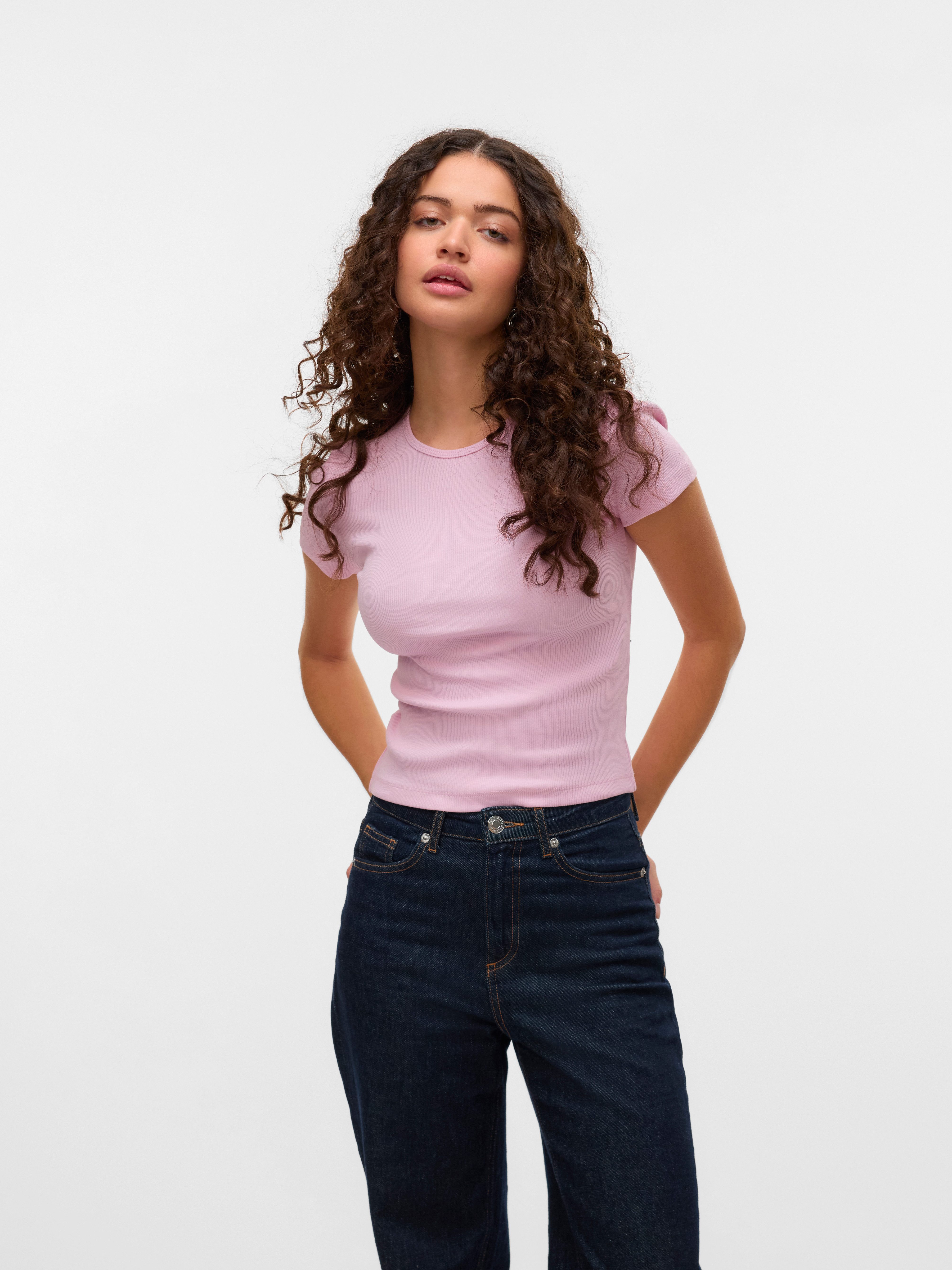 Vero Moda Shirt met ronde hals VMCHLOE SS SHORT TOP JRS NOOS